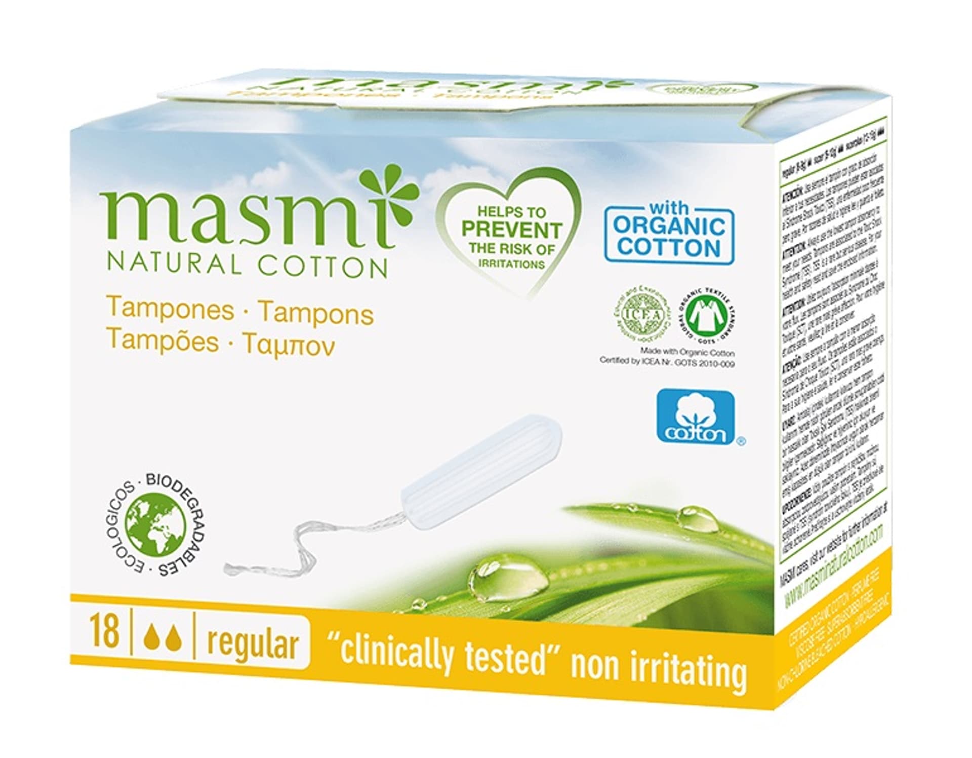 

MASMI Tampons tampony z bawełny organicznej Regular 18szt