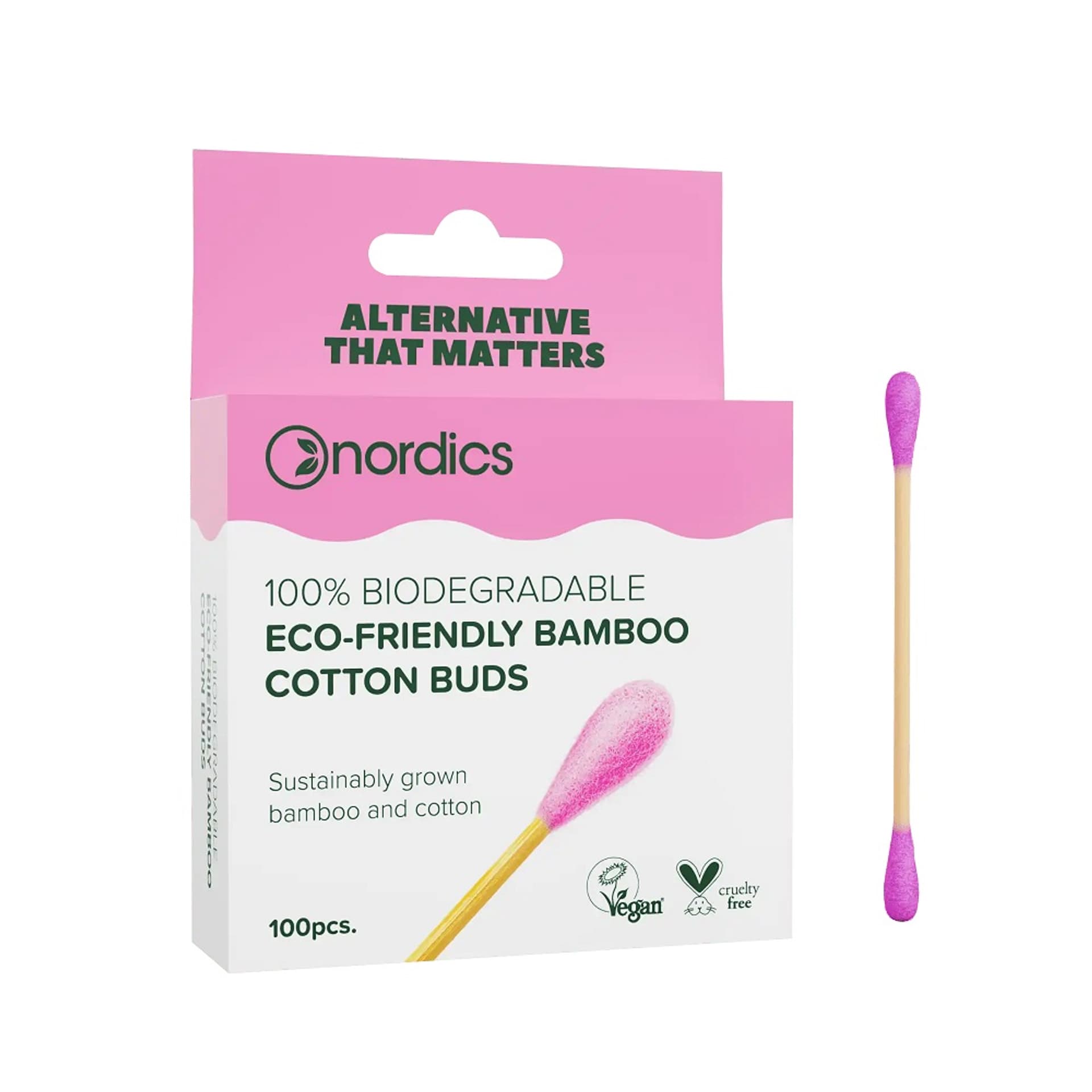 

NORDICS Bamboo Cotton Buds patyczki bambusowe Różowe 100 szt.