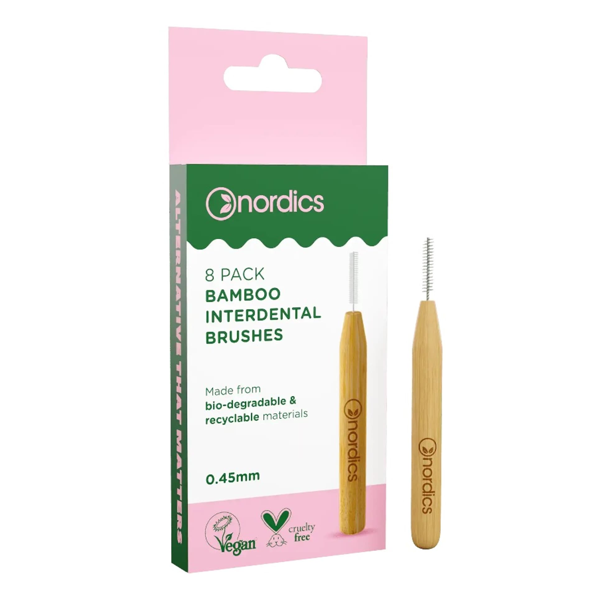 

NORDICS Bamboo Interdental Brushes bambusowe szczoteczki do czyszczenia przestrzeni międzyzębowej 0,45mm 8szt