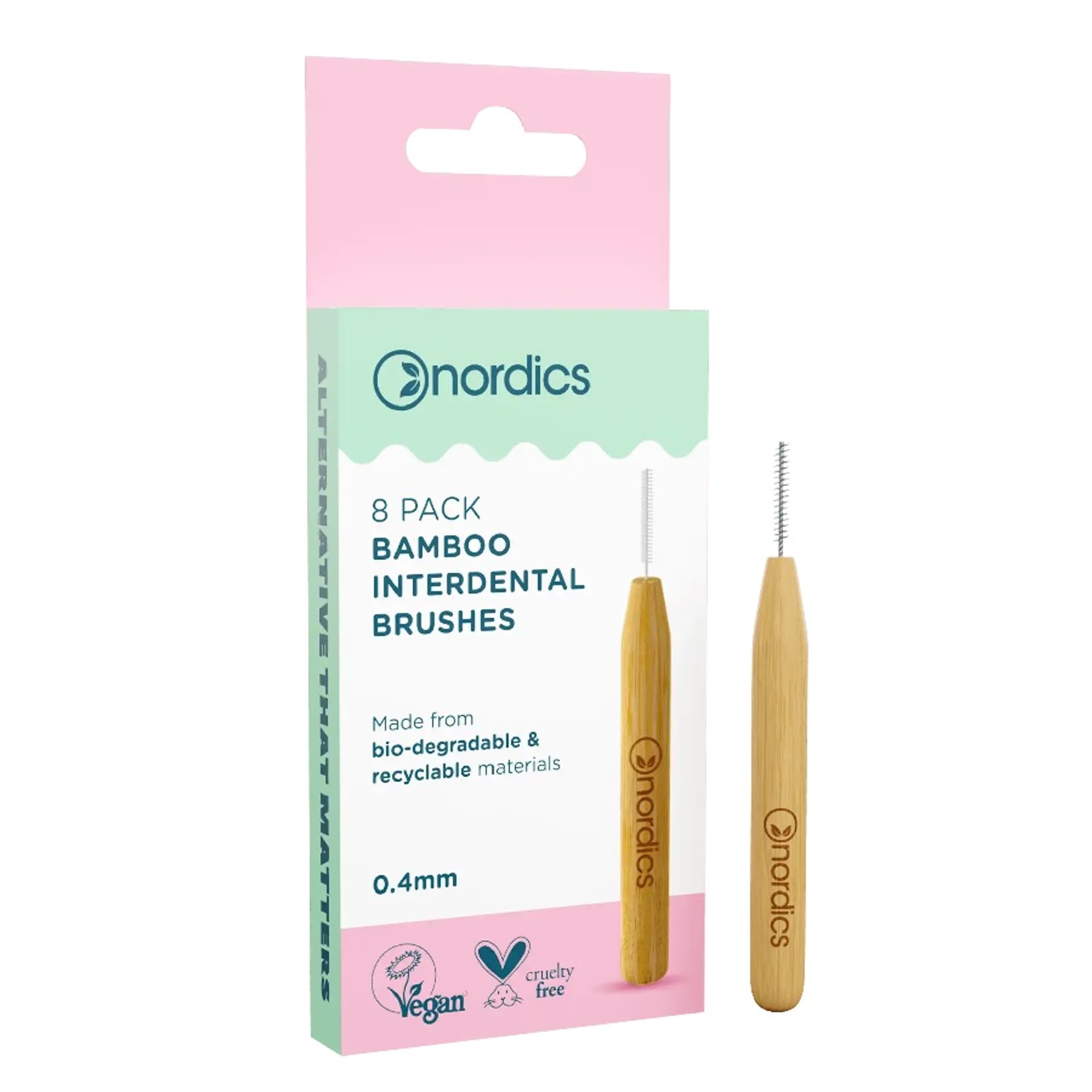 

NORDICS Bamboo Interdental Brushes bambusowe szczoteczki do czyszczenia przestrzeni międzyzębowej 0,4mm 8szt.