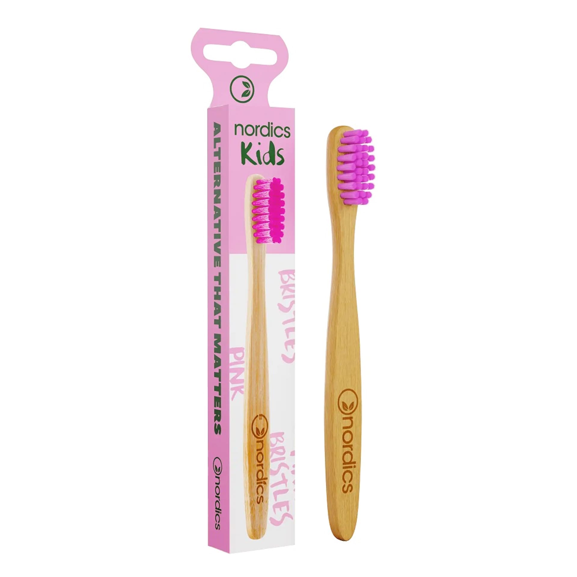 

NORDICS Kids Bamboo Toothbrush bambusowa szczoteczka do zębów dla dzieci Różowa