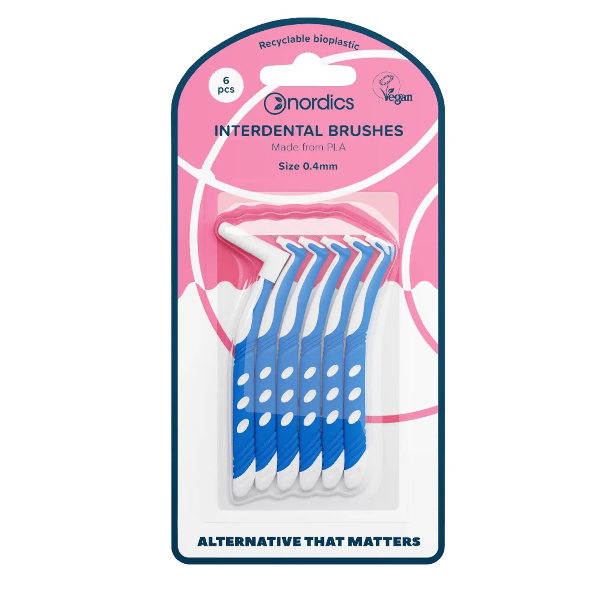 

NORDICS L-shaped Interdental Brushes bioplastyczne szczoteczki do czyszczenia przestrzeni międzyzębowej 0,4mm 6szt.