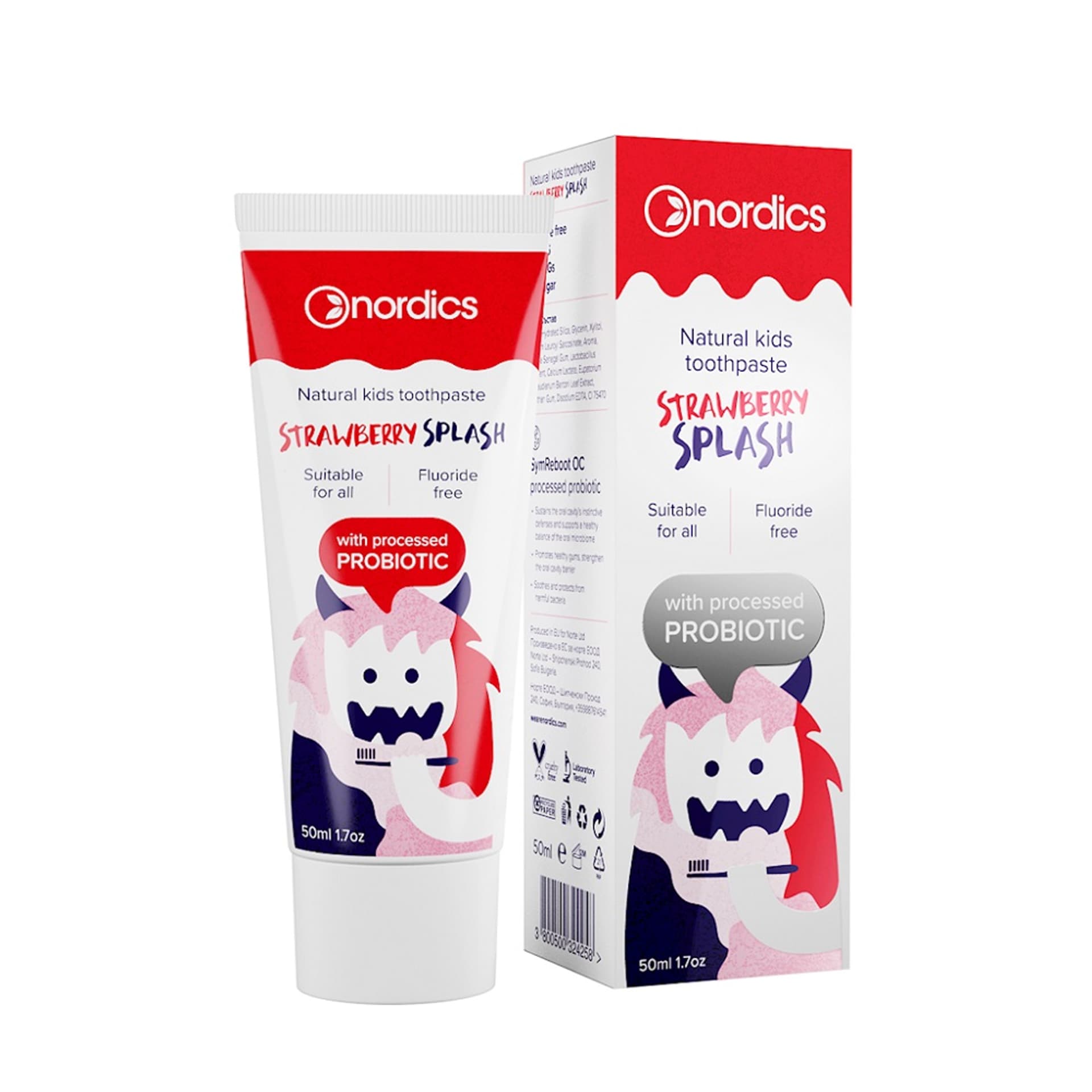 

NORDICS Natural Kids Toothpaste pasta do zębów dla dzieci bez fluoru Strawberry Splash 50ml