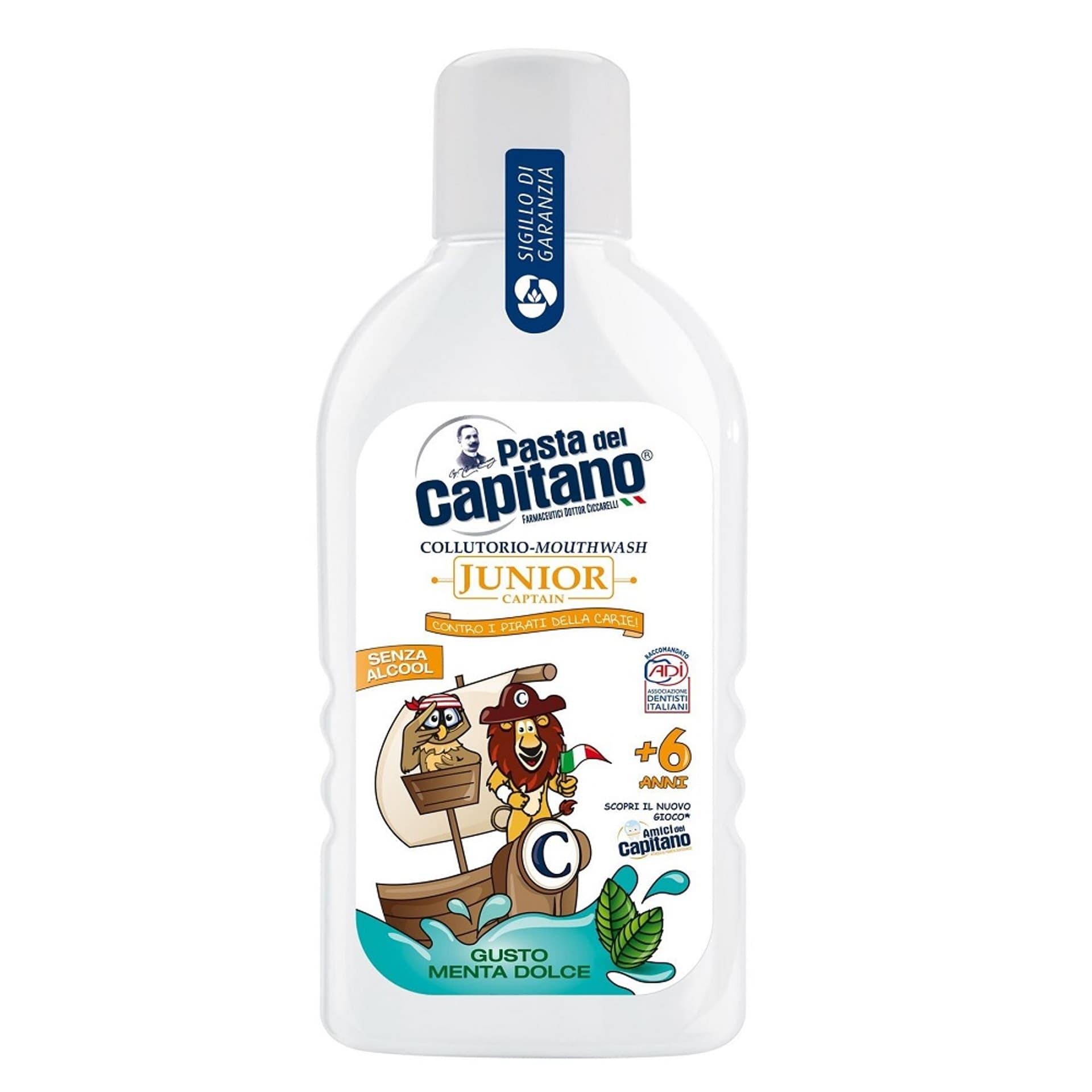 

PASTA DEL CAPITANO Junior Capitan płyn do płukania jamy ustnej dla dzieci powyżej szóstego roku życia Słodka Mięta 400ml