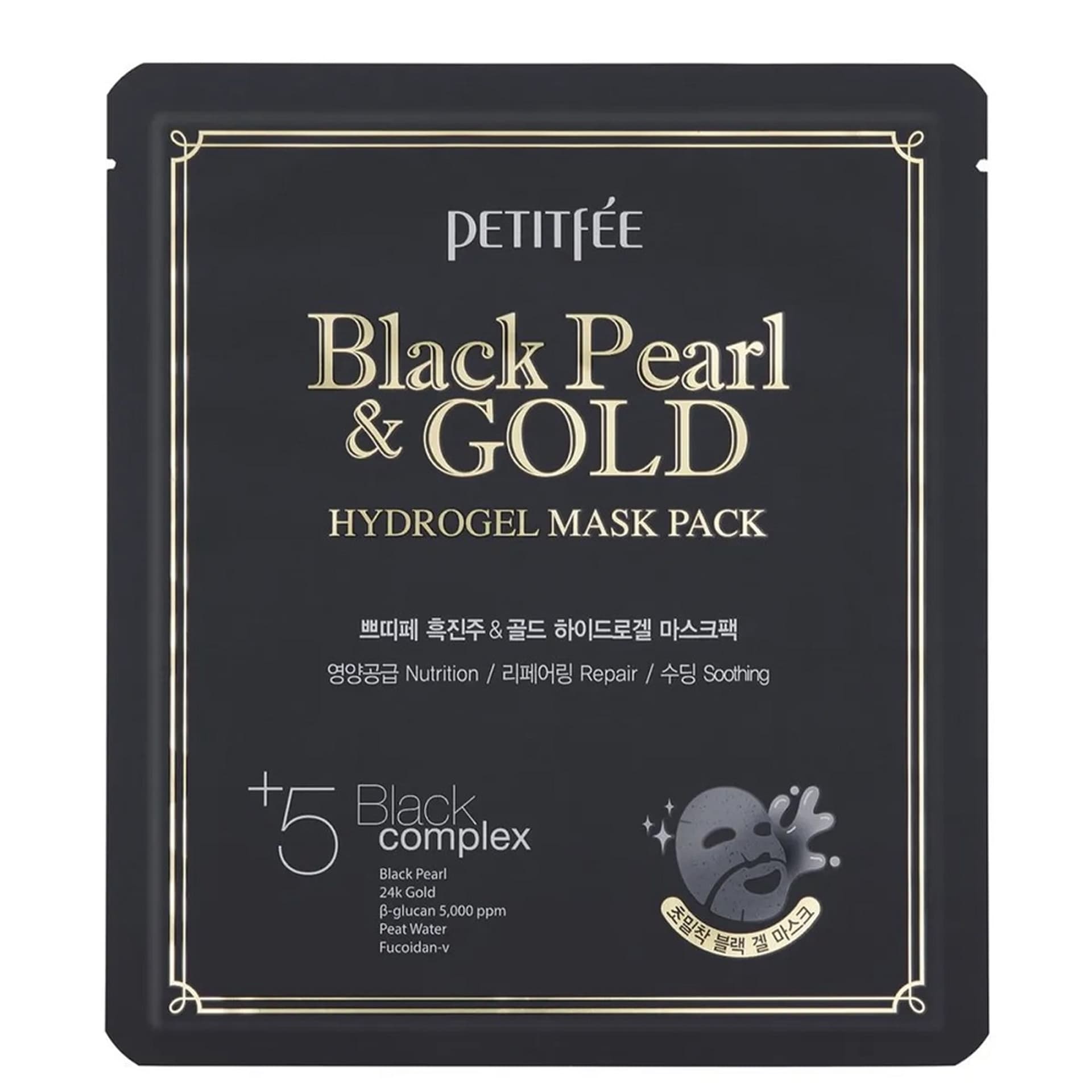 

PETITFEE Black Pearl Gold Hydrogel Mask Pack maska do twarzy Czarna Perła i Złoto 32g