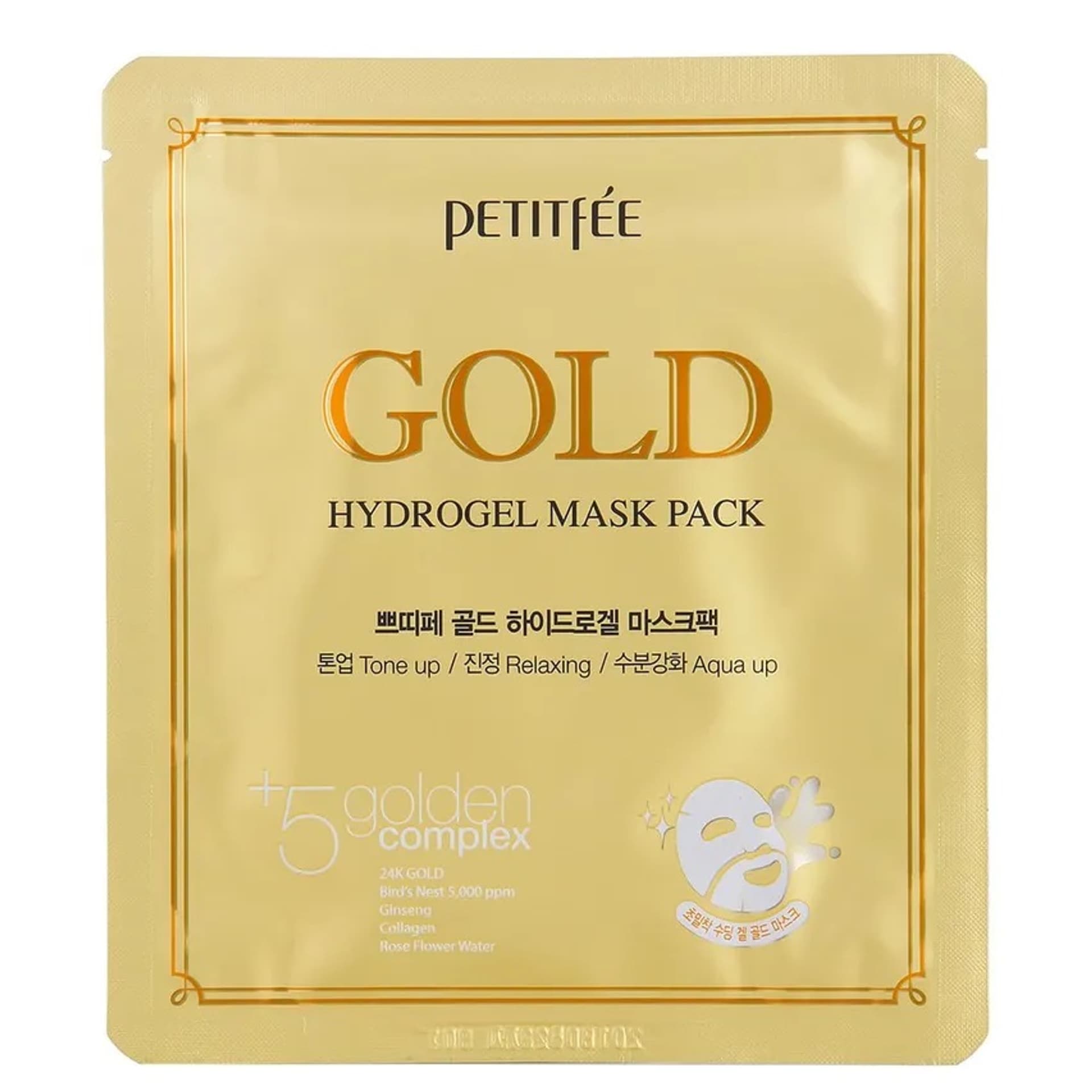 

PETITFEE Gold Hydrogel Mask Pack maska do twarzy w płachcie ze złotem i żeń-szeniem 32g