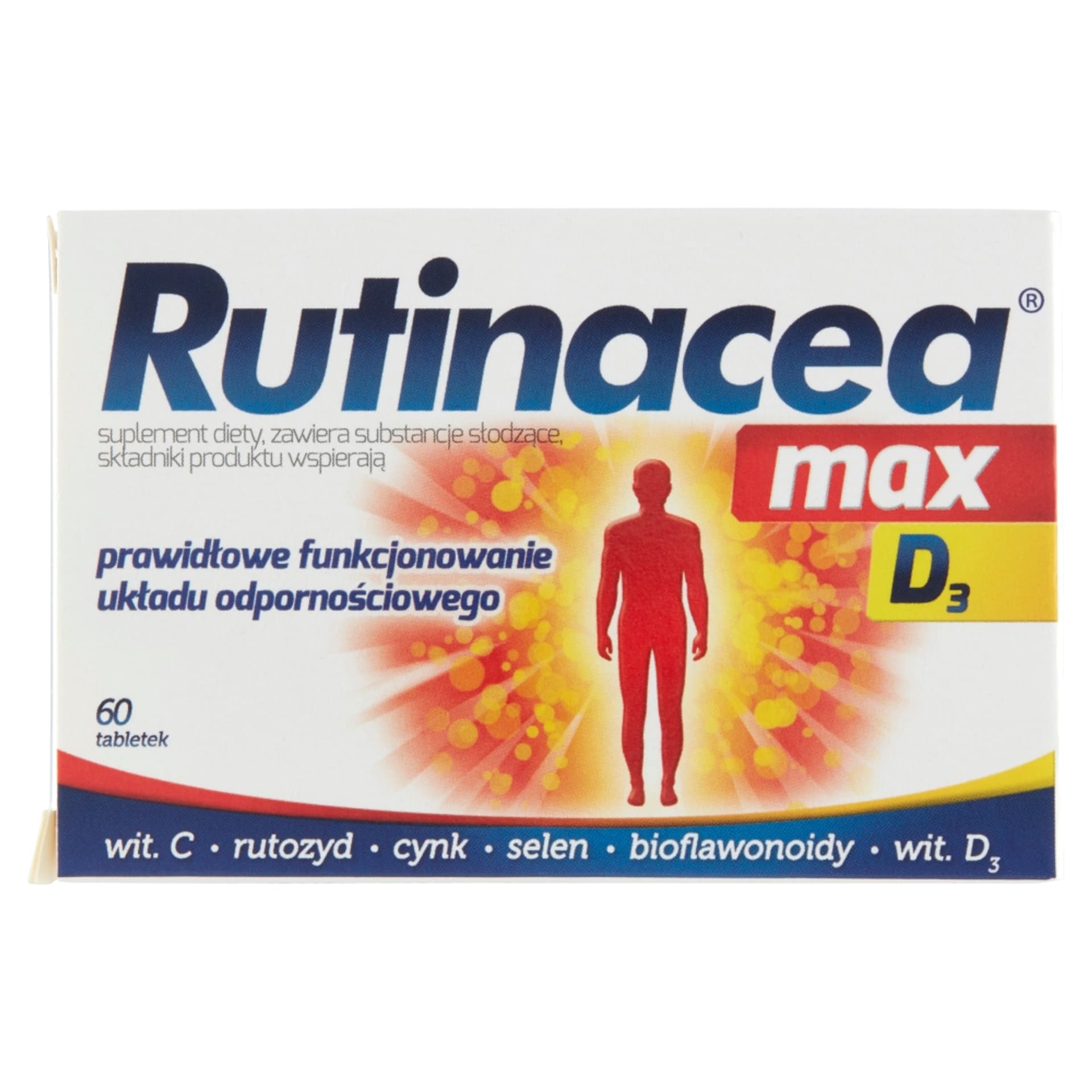 

RUTINACEA Max D3 suplement diety z witaminą D3 wspierający układ odpornościowy 60 tabletek