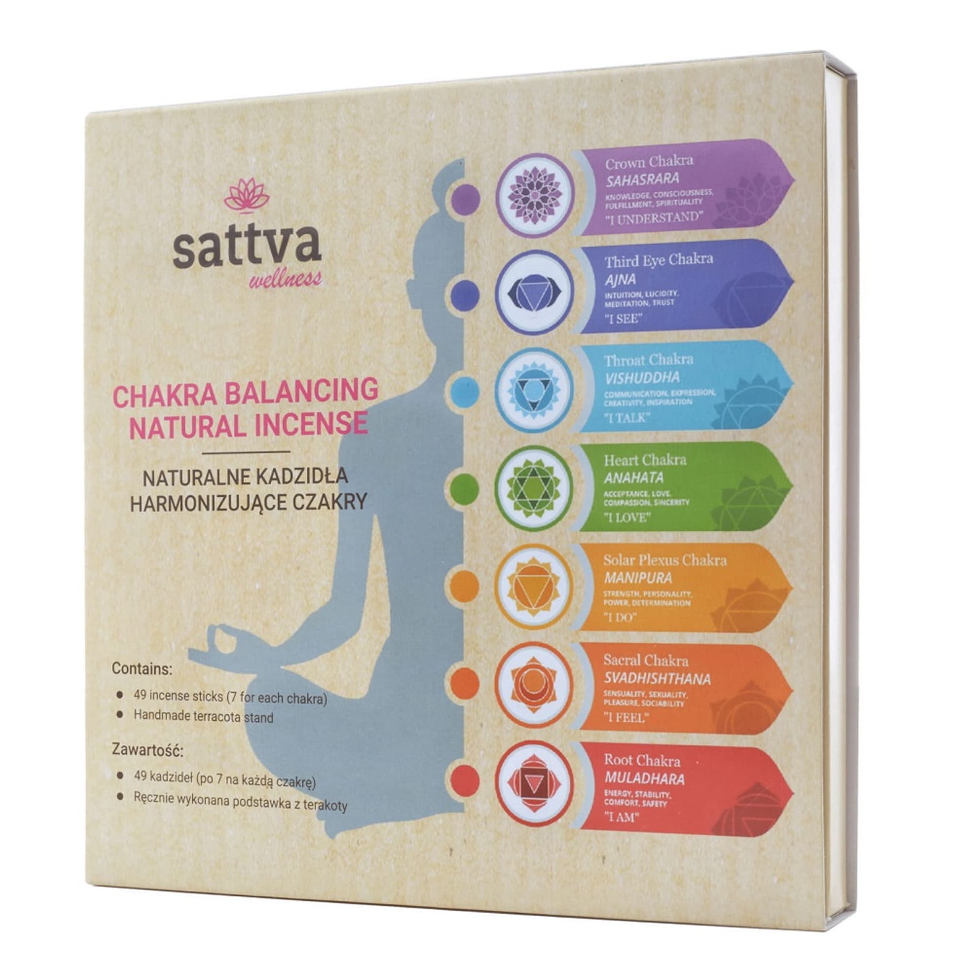 

SATTVA Chakra Balancing Natural Incense naturalne kadzidła harmonizujące czakry 49szt