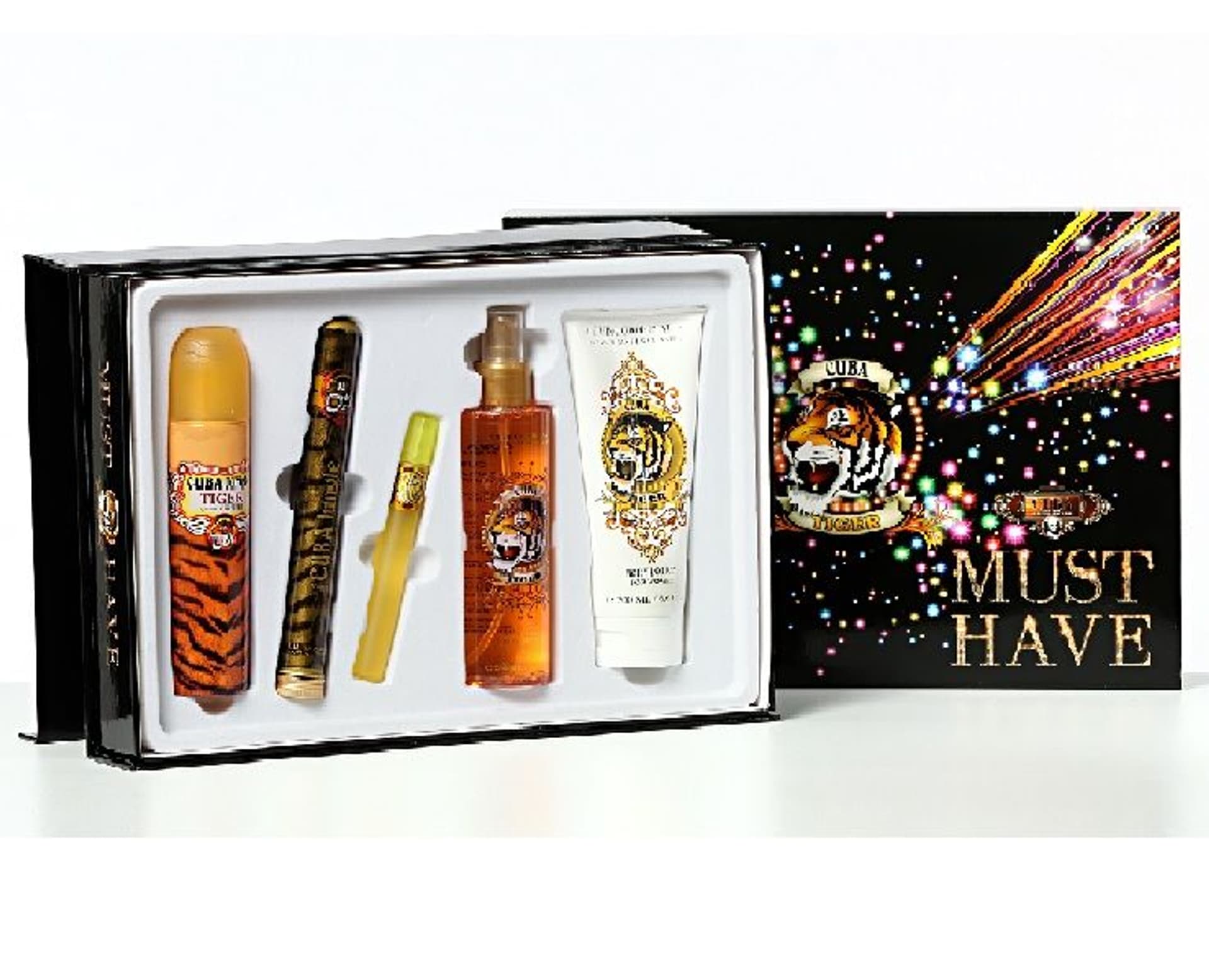 

SET CUBA ORIGINAL Cuba Tiger Must Have EDP spray 100ml + EDP spray 35ml + BODY SPLASH 200ml + BODY LOTION 120ml