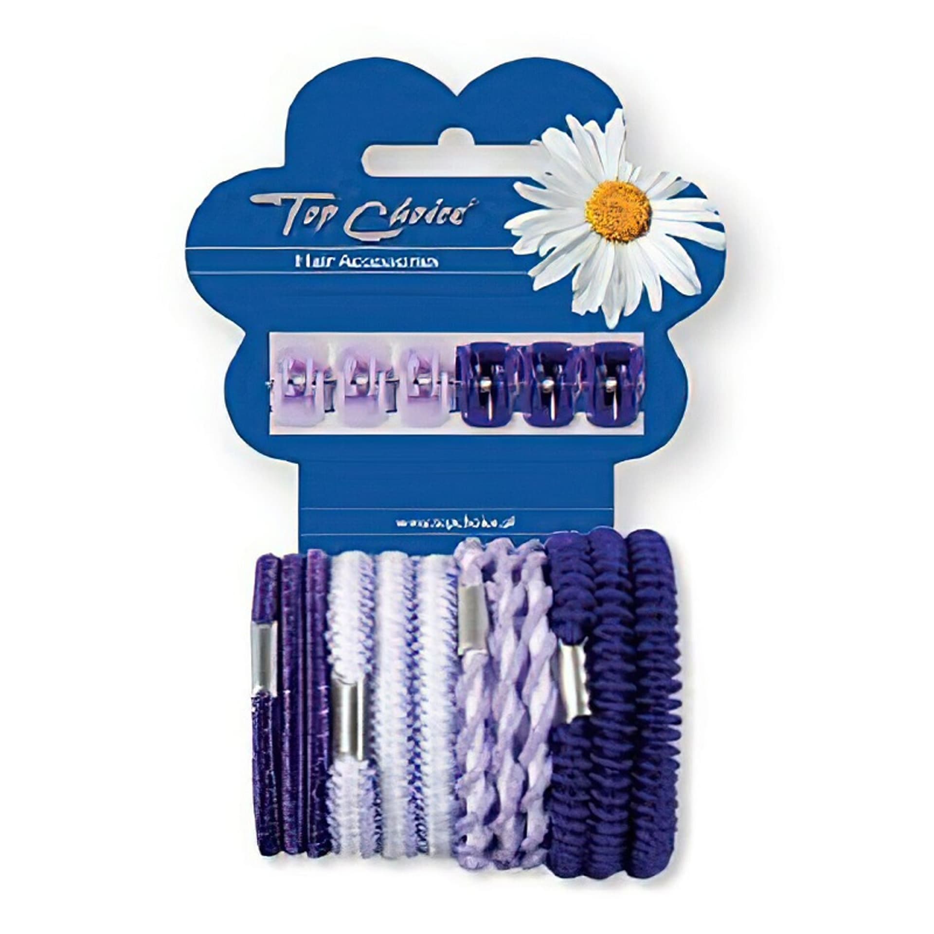 

TOP CHOICE SET Klamerki do włosów 6szt. + Gumki do włosów 12 szt. Fioletowe 28137