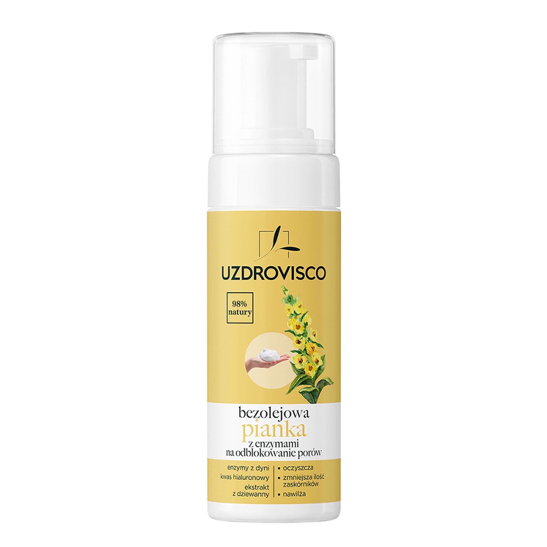 

UZDROVISCO Bezolejowa pianka z enzymami, kwasem hialuronowym i ekstraktem z dziewanny 150ml