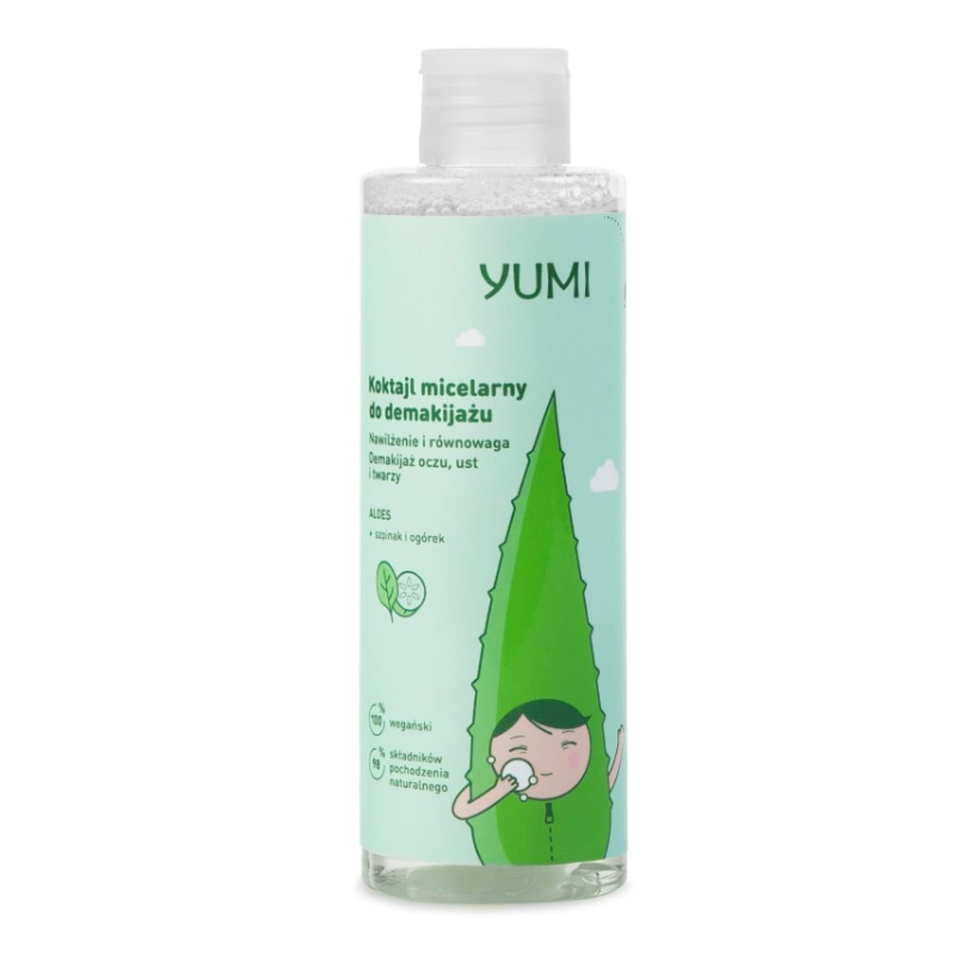 

YUMI Koktajl micelarny do demakijażu nawilżająco-kojący Aloes, Szpinak Ogórek 200ml