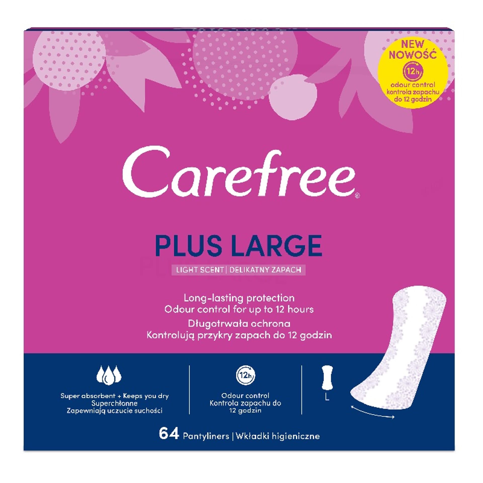 

CAREFREE Plus Large wkładki higieniczne Light Scent 64szt.