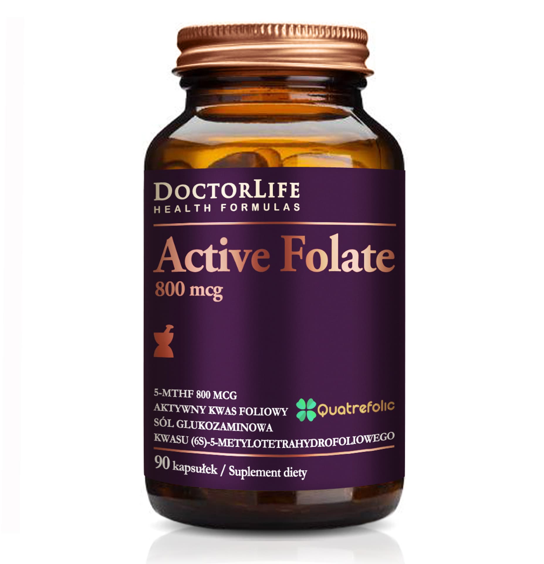 

DOCTOR LIFE Active Folate aktywny kwas foliowy 800mcg suplement diety 90 kapsułek