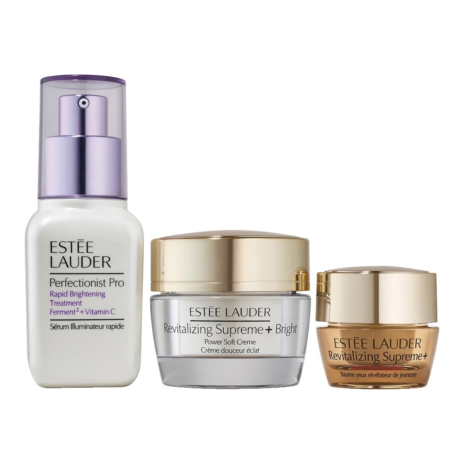 

ESTEE LAUDER_SET Ignite Your Radiance Perfectionist Pro Rapid Brightening Treatment Ferment + Vitamin C 30ml + Revitalizing Supreme+ Bright Power Soft Creme 15ml + Revitalizing Supreme+ Youth Power Eye Balm 5ml