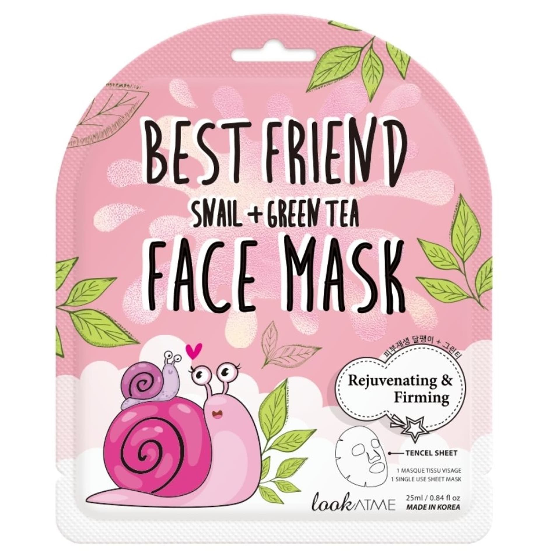 

LOOK AT ME Best Friend Face Mask odmładzająca maska do twarzy w płachcie Snail Green Tea 1szt.