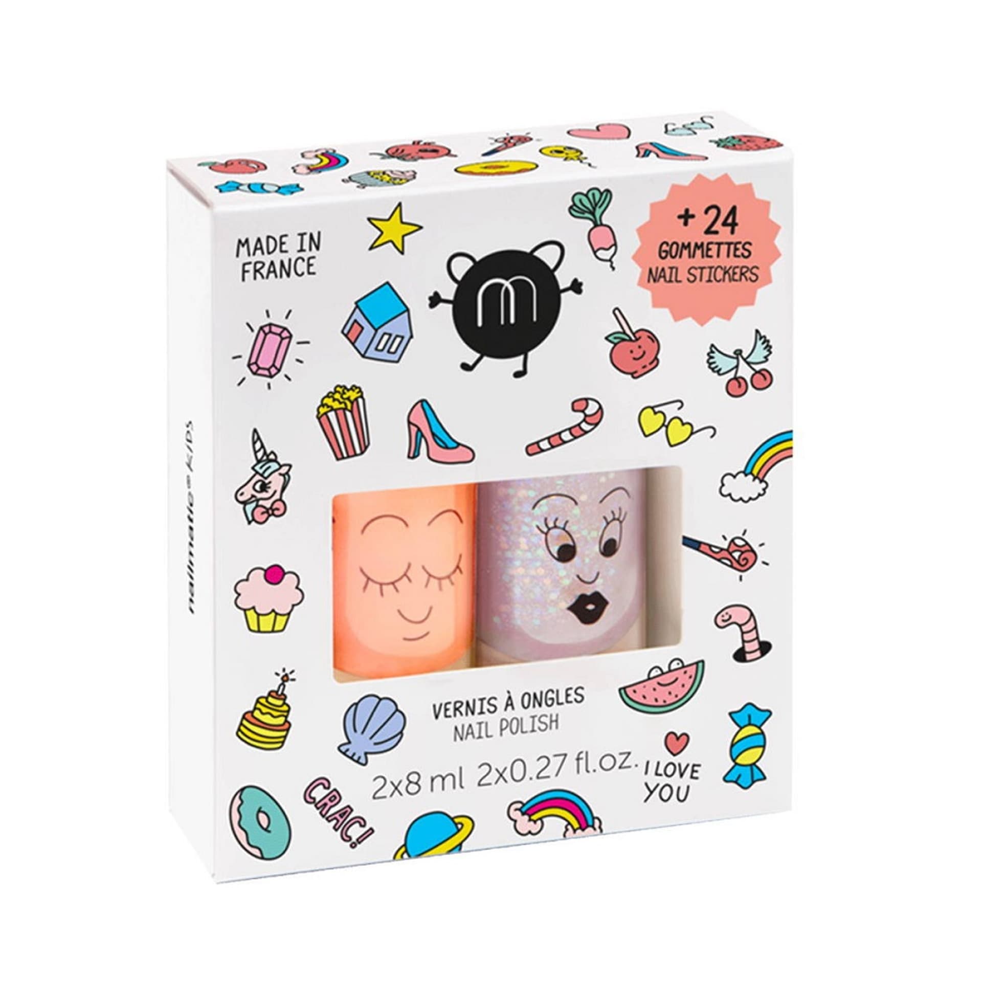 

NAILMATIC SET Bum Set zestaw lakierów do paznokci Flamingo 8ml + Polly 8ml + naklejki na paznokcie 24szt