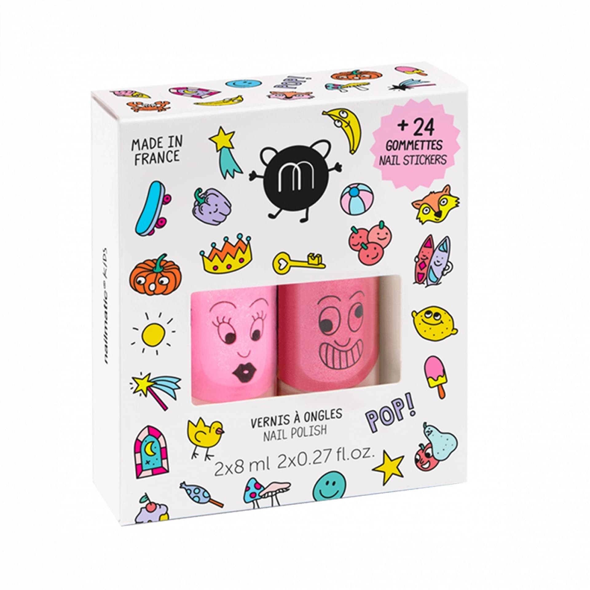 

NAILMATIC SET Pop Set zestaw lakierów do paznokci Dolly 8ml + Kitty 8ml + naklejki na paznokcie 24szt