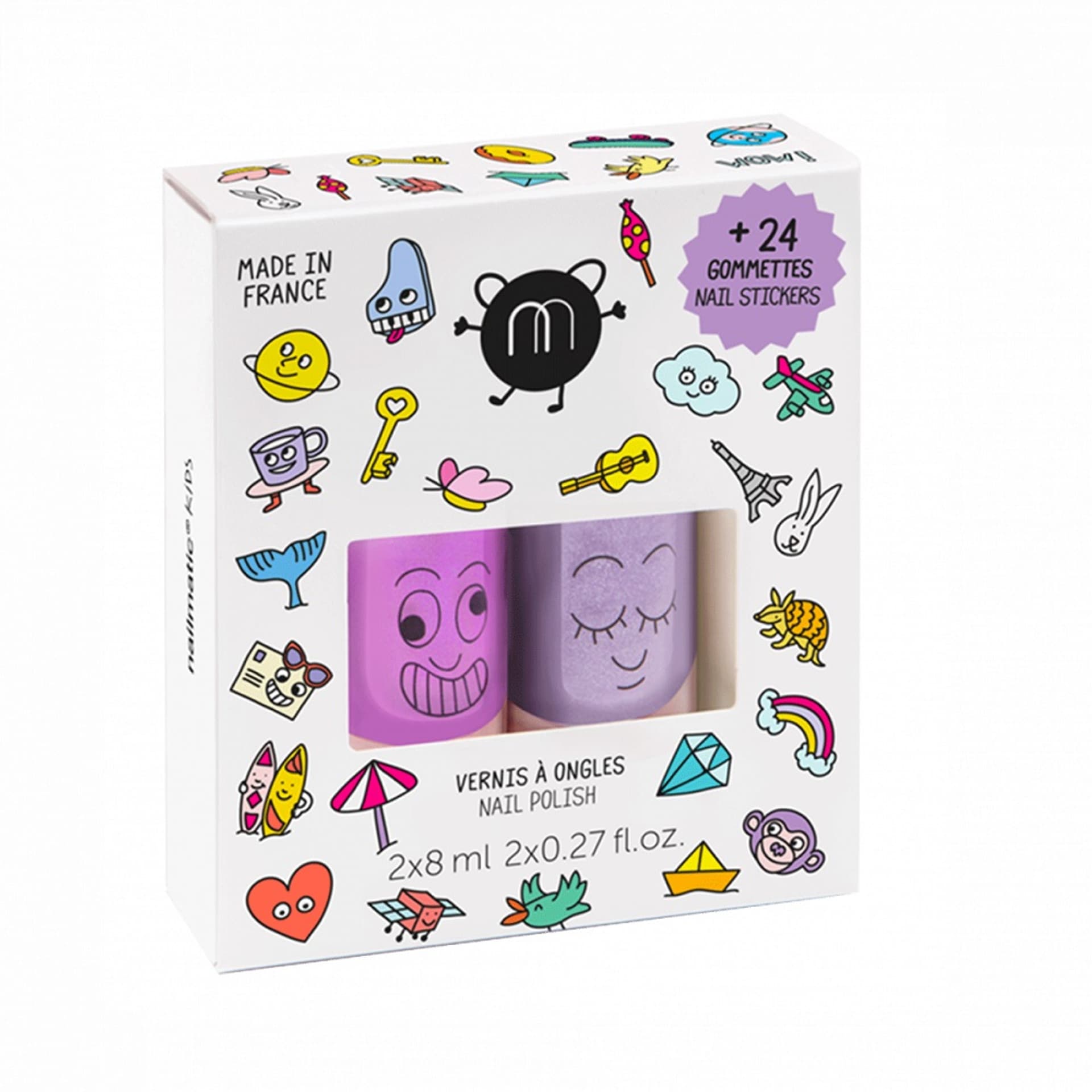 

NAILMATIC SET WOW zestaw lakierów do paznokci Marshi 8ml + Piglou 8ml + naklejki na paznokcie 24szt