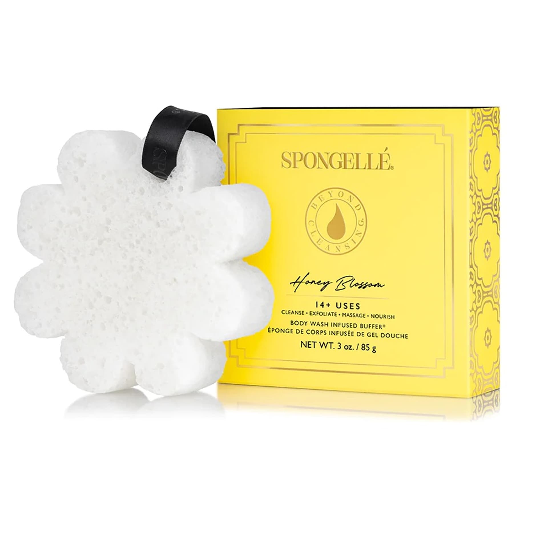 

SPONGELLE Boxed White Flower gąbka nasączona mydłem do mycia ciała Honey Blossom
