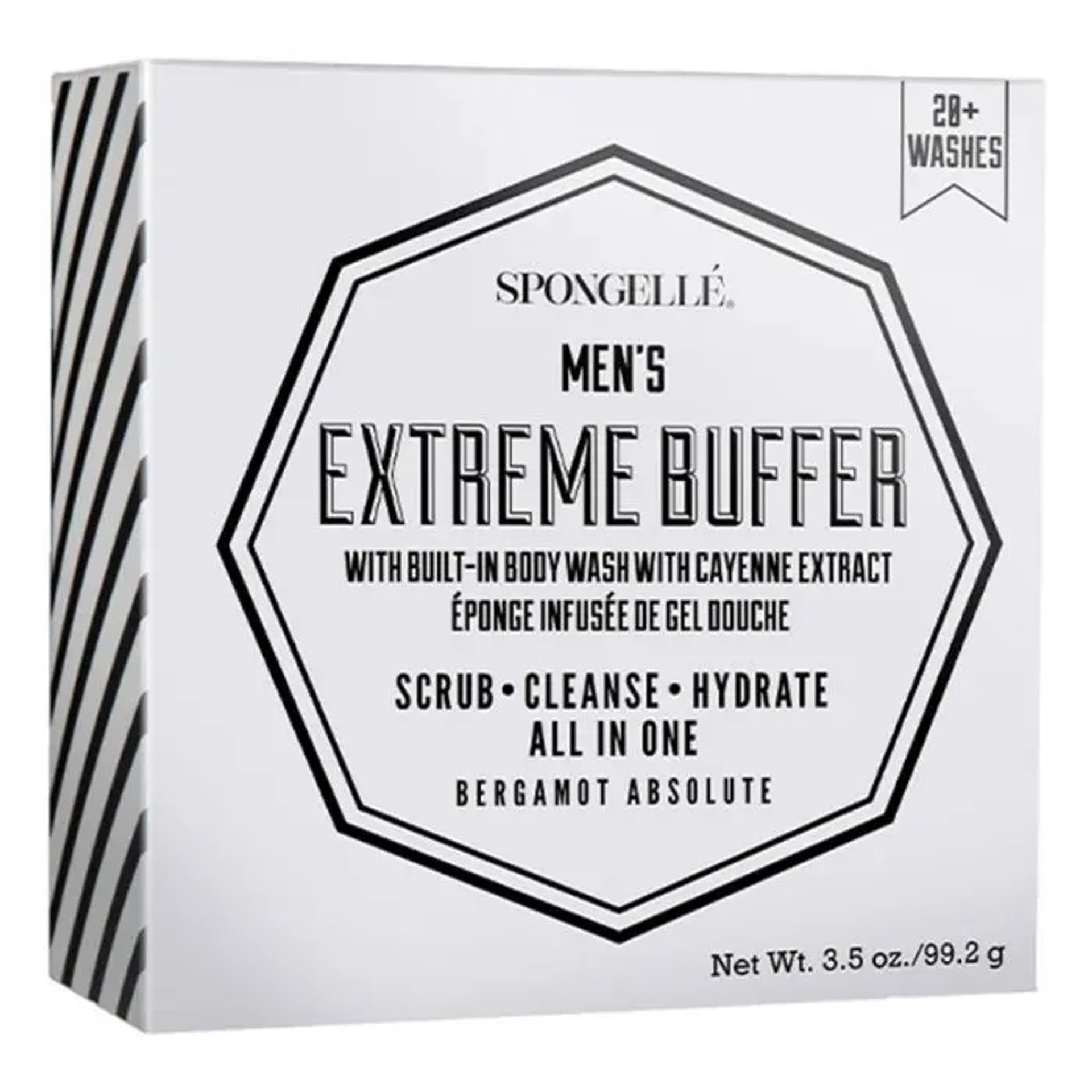 

SPONGELLE Men's Super Buffer gąbka nasączona mydłem do mycia ciała Bergamot Absolut