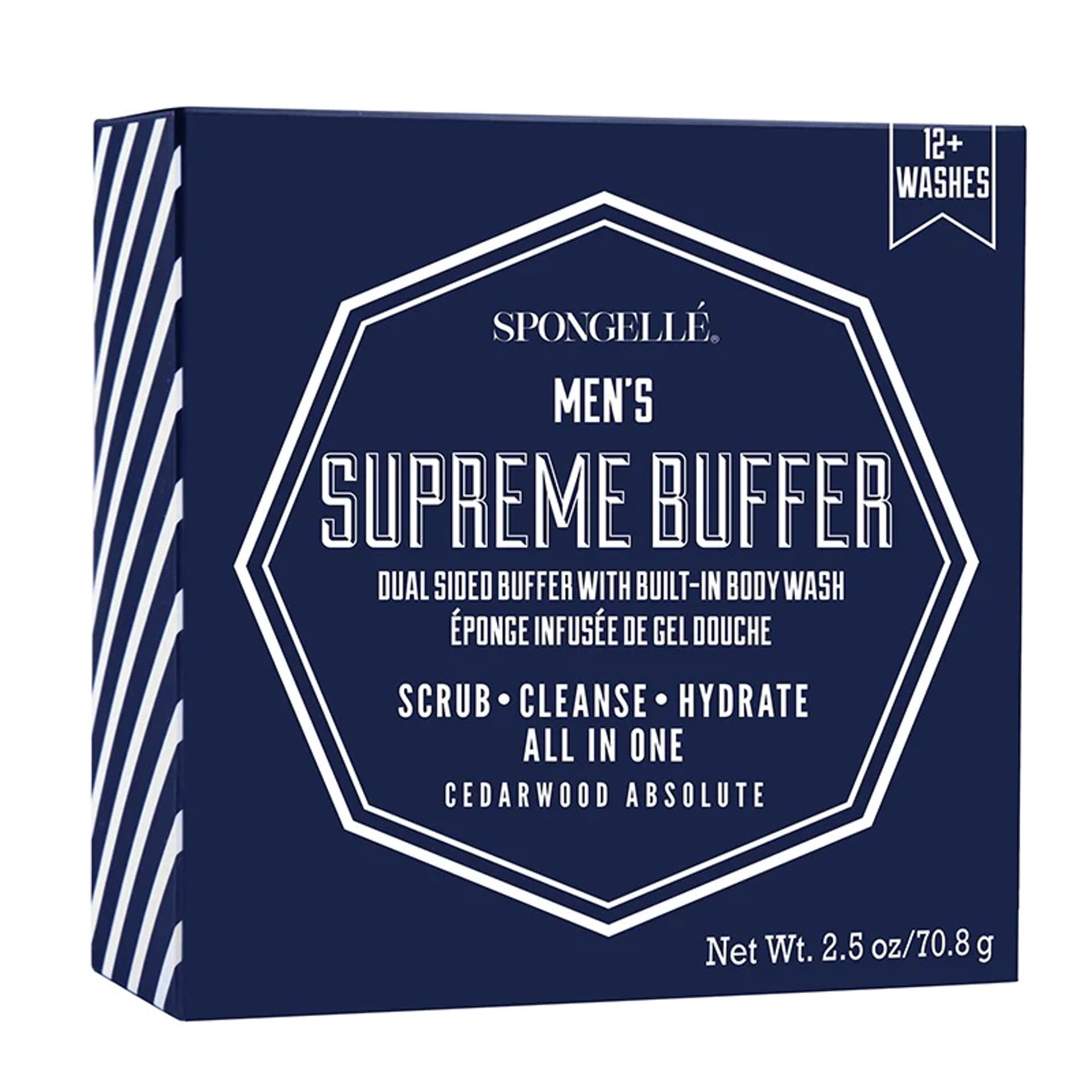 

SPONGELLE Men's Super Buffer gąbka nasączona mydłem do mycia ciała Cerdar Absolute