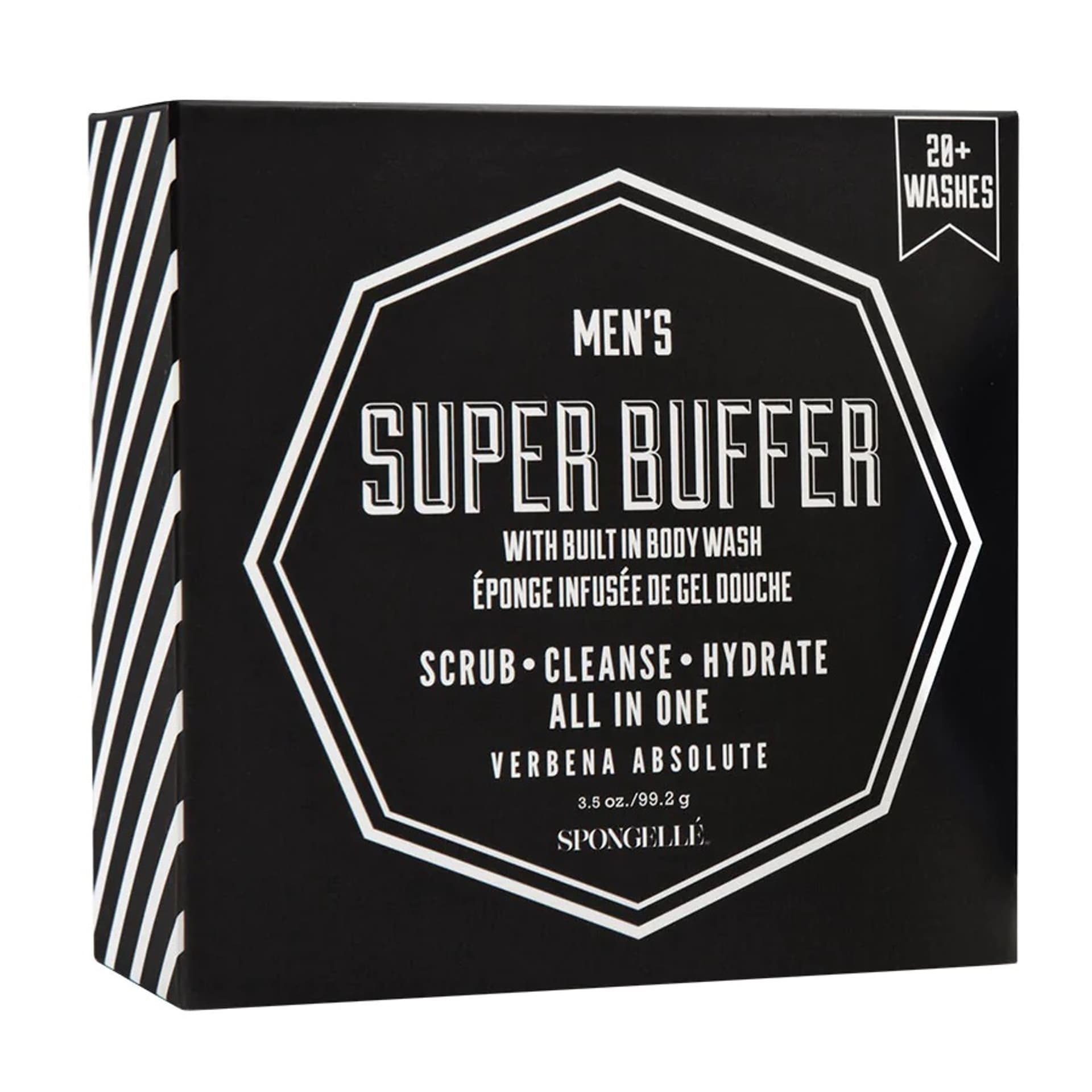 

SPONGELLE Men's Super Buffer gąbka nasączona mydłem do mycia ciała Verbena Absolut