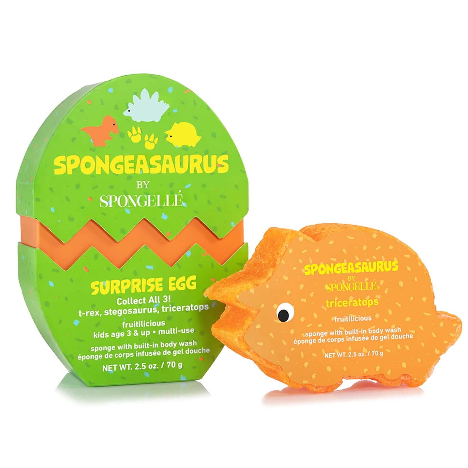 

SPONGELLE Sponge Animal Spongeasaurus Collection gąbka w kształcie dinozaurów dla dzieci Triceratops