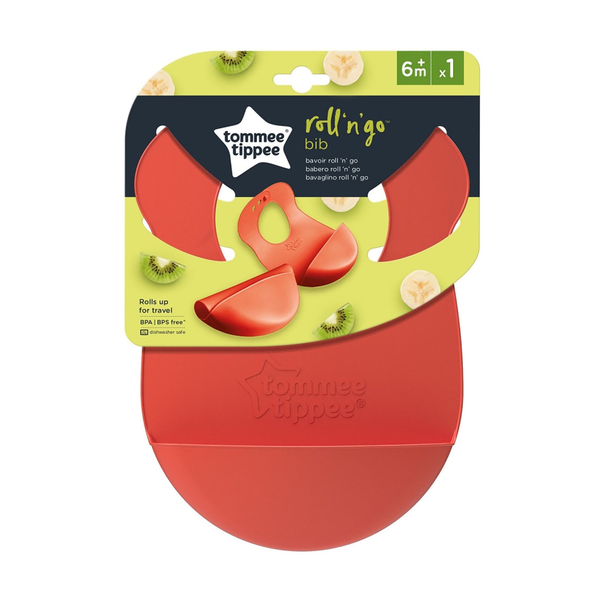 

TOMMEE TIPPEE Roll'n'Go śliniak silikonowy zwijany Pomarańczowy