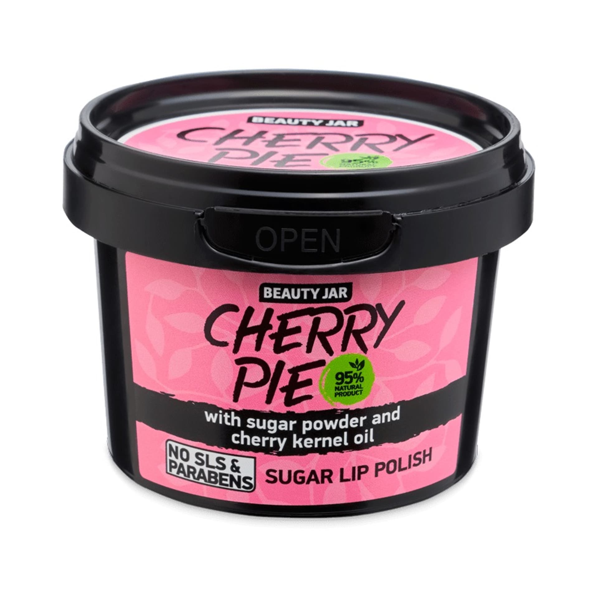 

BEAUTY JAR Cherry Pie zmiękczający peeling cukrowy do ust z olejem z pestek wiśni 120g
