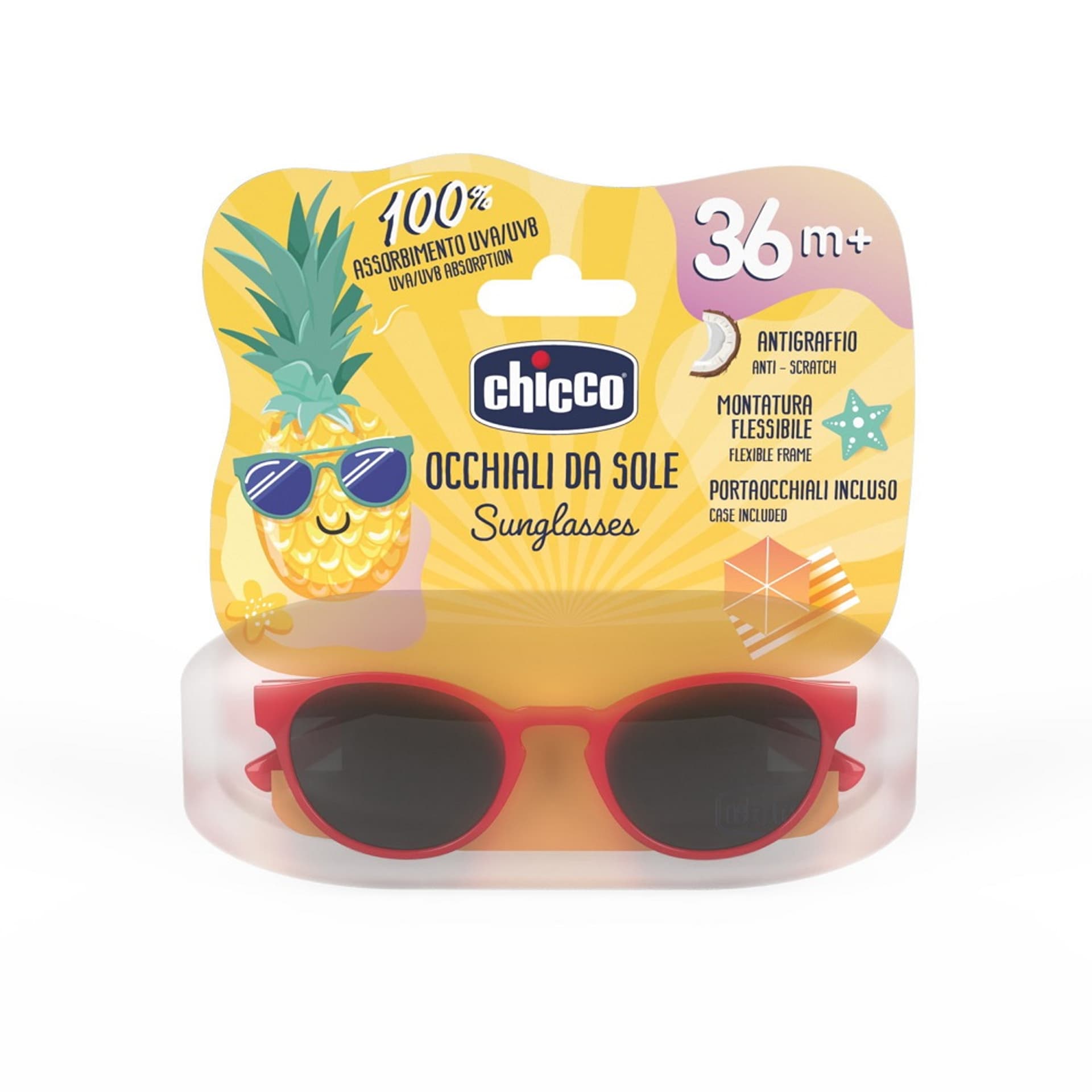 

CHICCO Okulary przeciwsłoneczne z filtrem UV dla dzieci 36m+ Czerwone