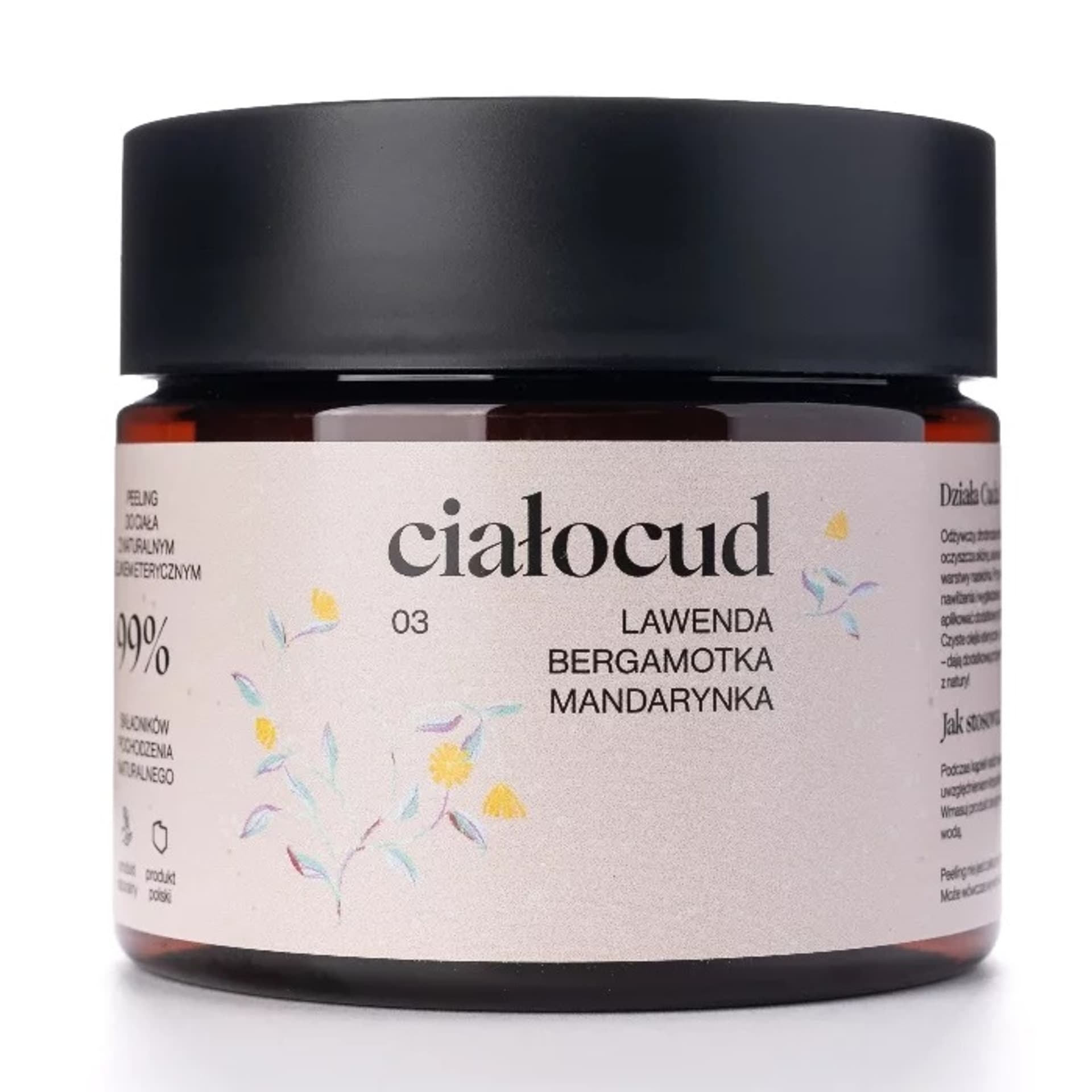 

CIAŁOCUD Naturalny odżywczy peeling do ciała Lawenda Bergamotka Mandarynka 250g