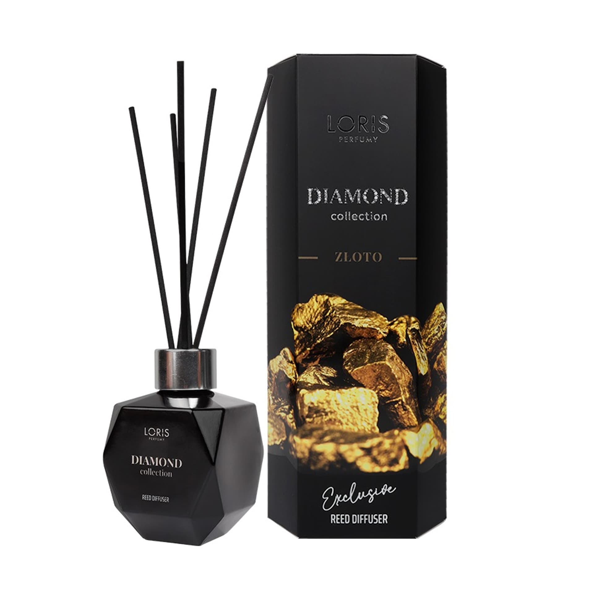 

LORIS Diamond Exclusive Reed Diffuser dyfuzor zapachowy z patyczkami Złoto 110ml