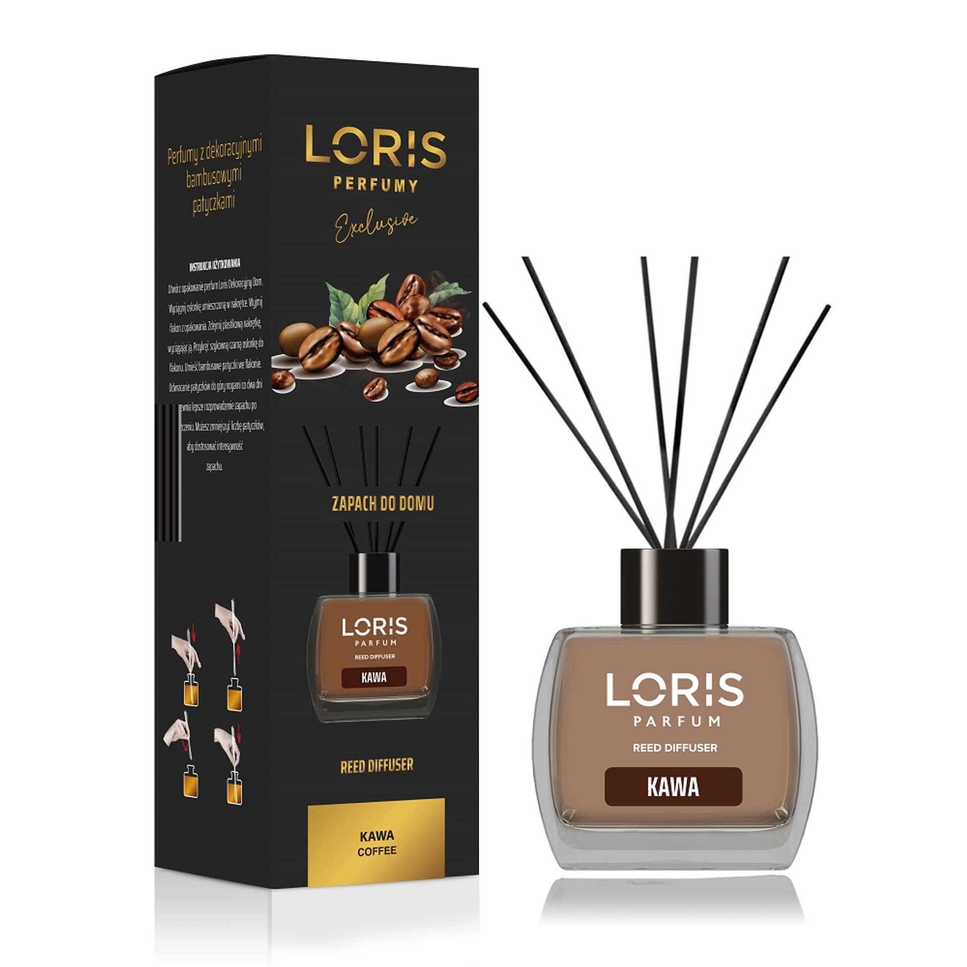 

LORIS Reed Diffuser dyfuzor zapachowy z patyczkami Kawa 120ml