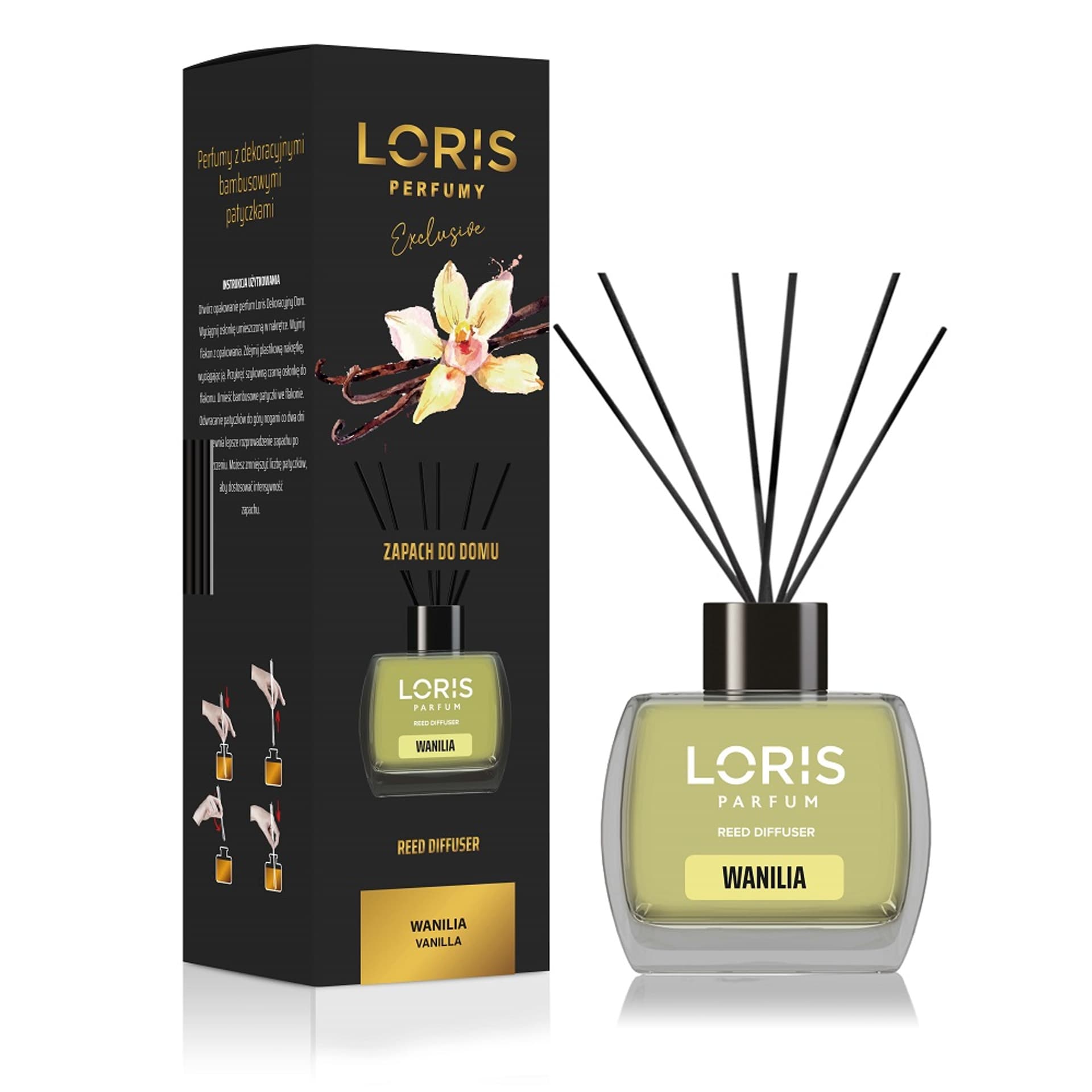 

LORIS Reed Diffuser dyfuzor zapachowy z patyczkami Wanilia 120ml