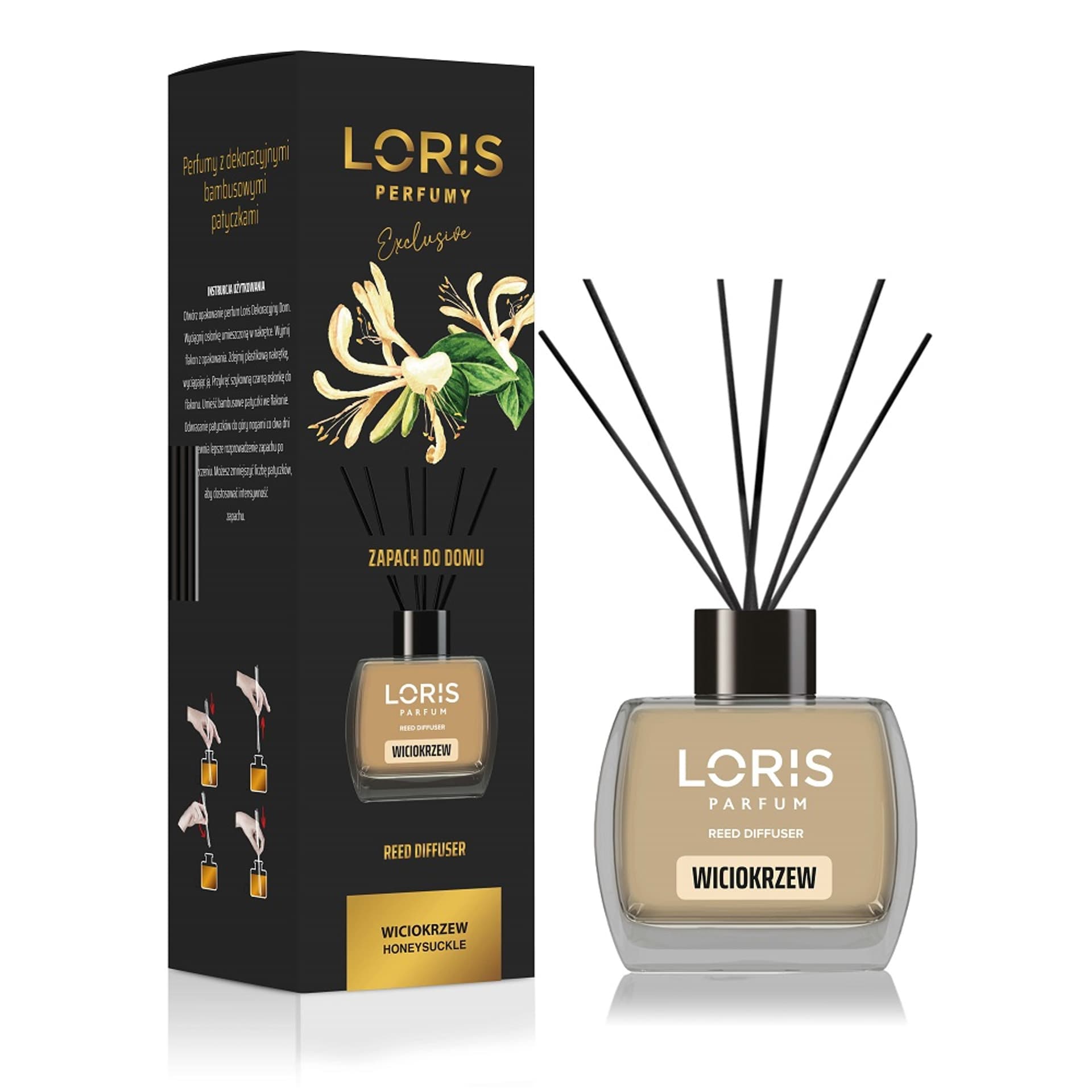 

LORIS Reed Diffuser dyfuzor zapachowy z patyczkami Wiciokrzew 120ml