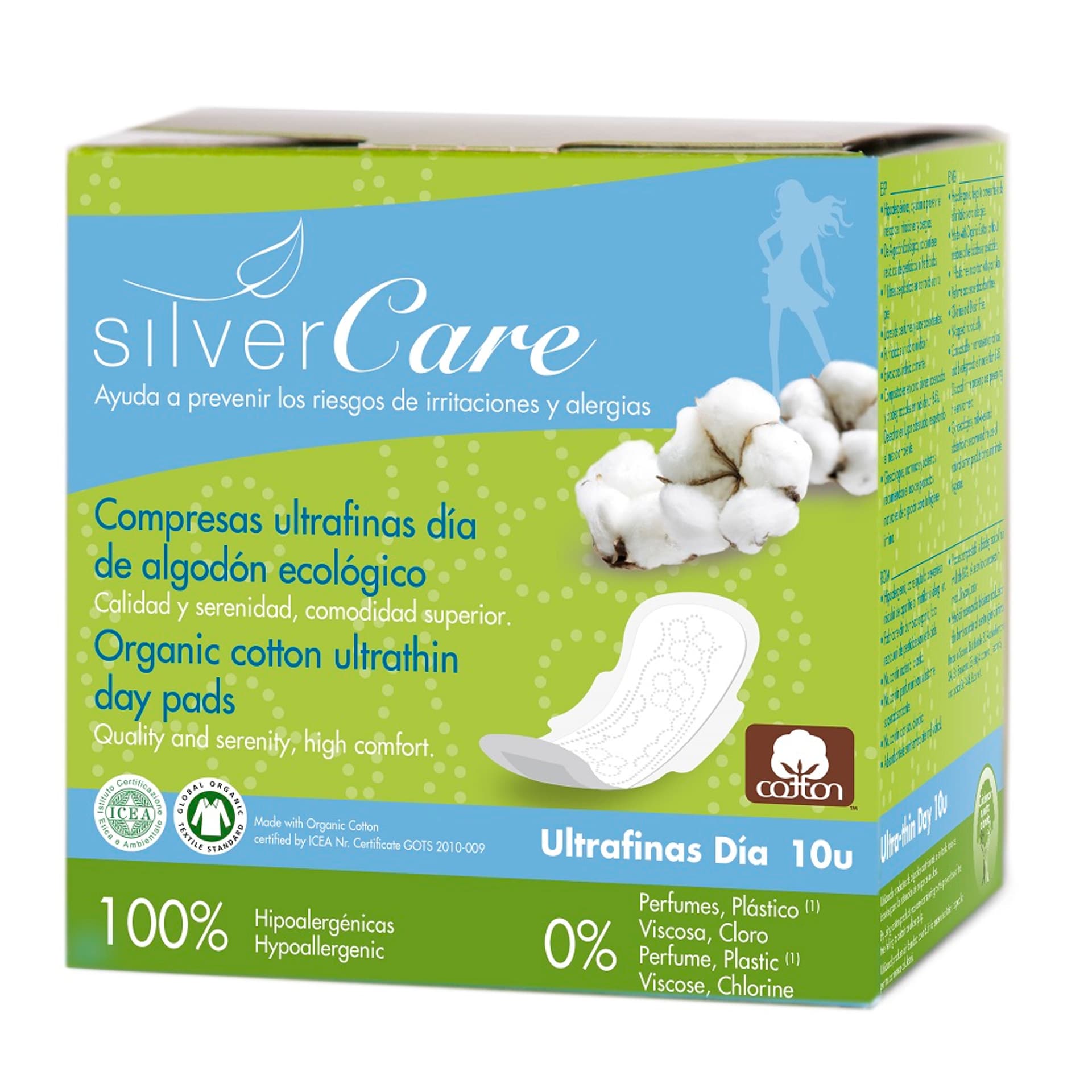 

MASMI Silver Care ultracienkie bawełniane podpaski na dzień ze skrzydełkami z bawełny organicznej 10szt.