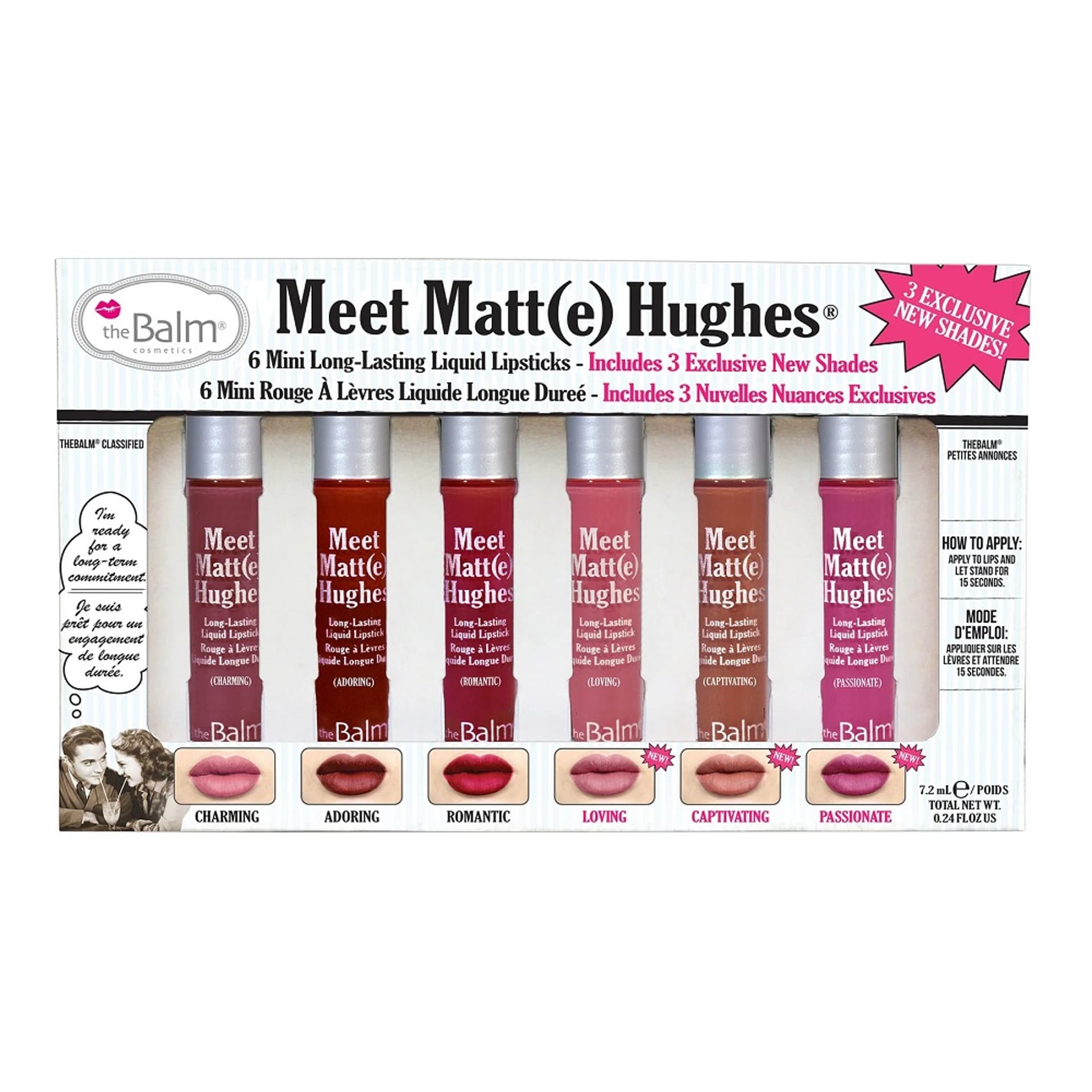 

THE BALM SET Meet Matte Hughes Long Lasting Liquid Lipstick pomadka do ust Charming, Adoring, Romantic, Loving, Captivating, Passionate 6x1,2ml