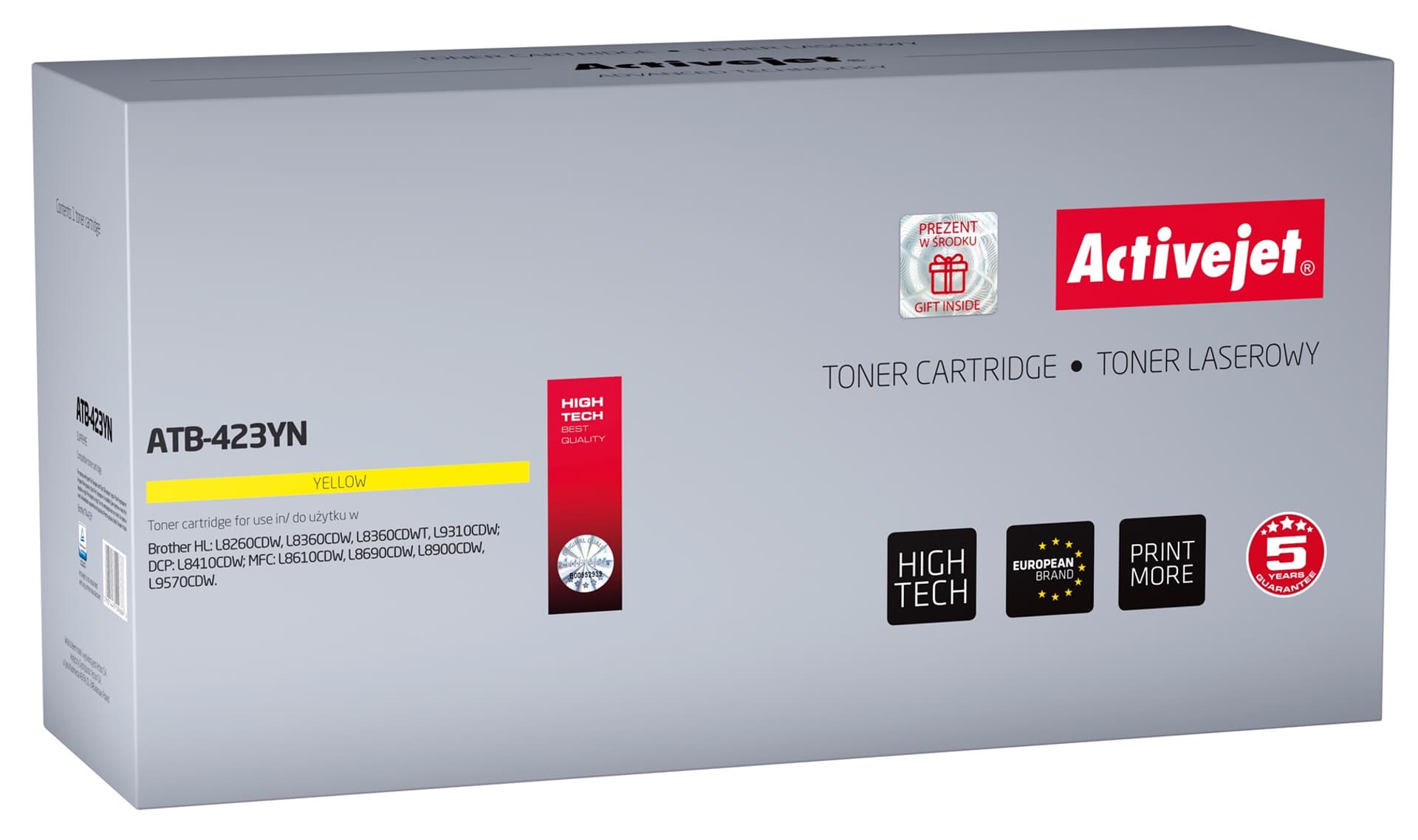 

Activejet Toner ATB-423YN (zamiennik Brother TN-423Y; Supreme; 4000 stron; żółty)
