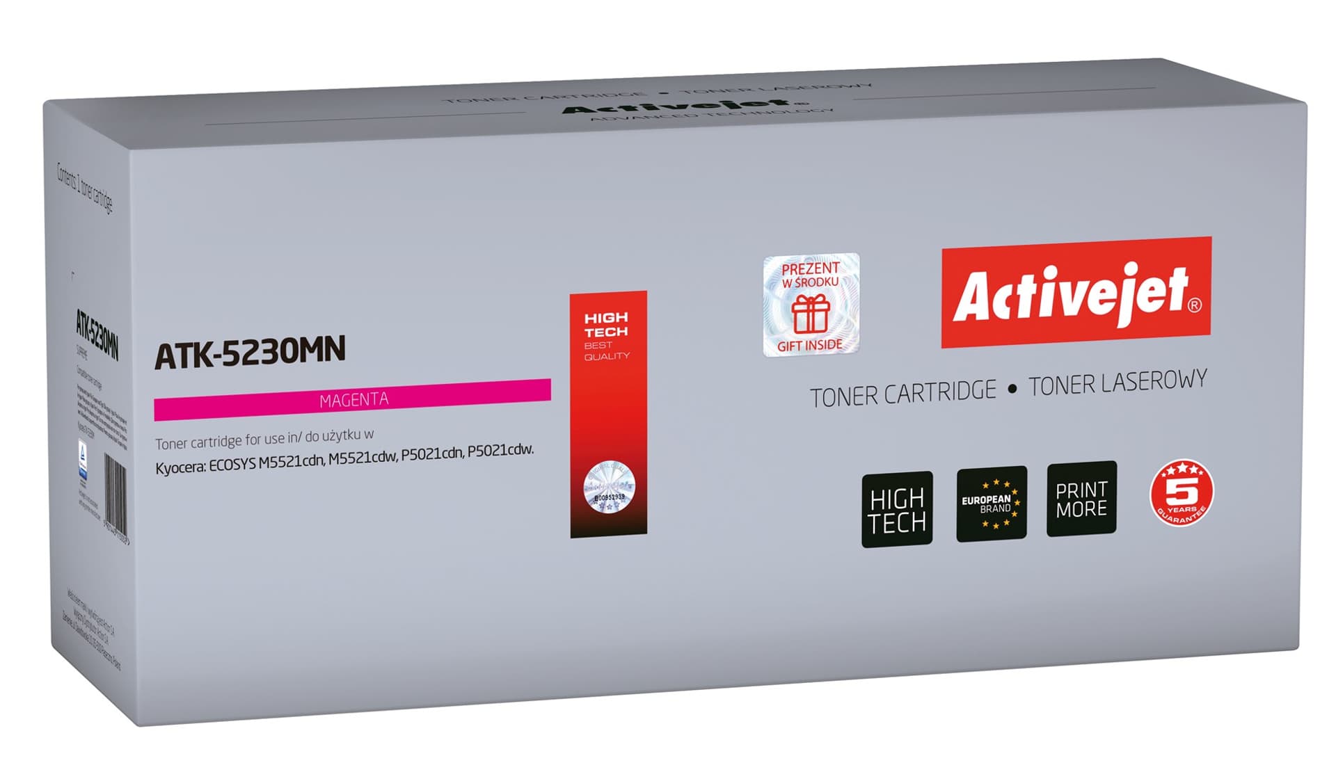 

Toner Activejet ATK-5230MN (zamiennik Kyocera TK-5230M; Supreme; 2200 stron; czerwony)