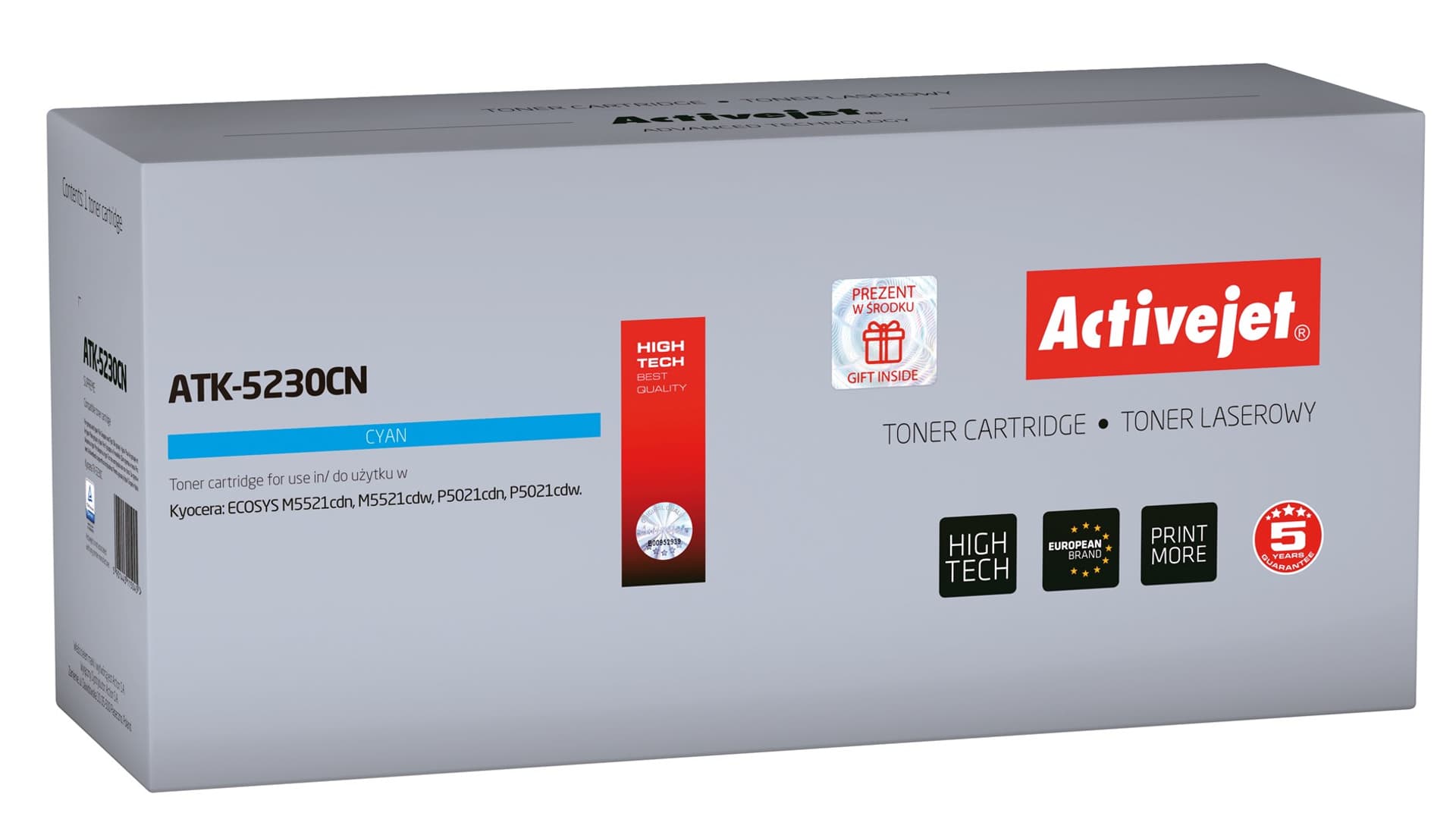 

Toner Activejet ATK-5230CN (zamiennik Kyocera TK-5230C; Supreme; 2200 stron; niebieski)