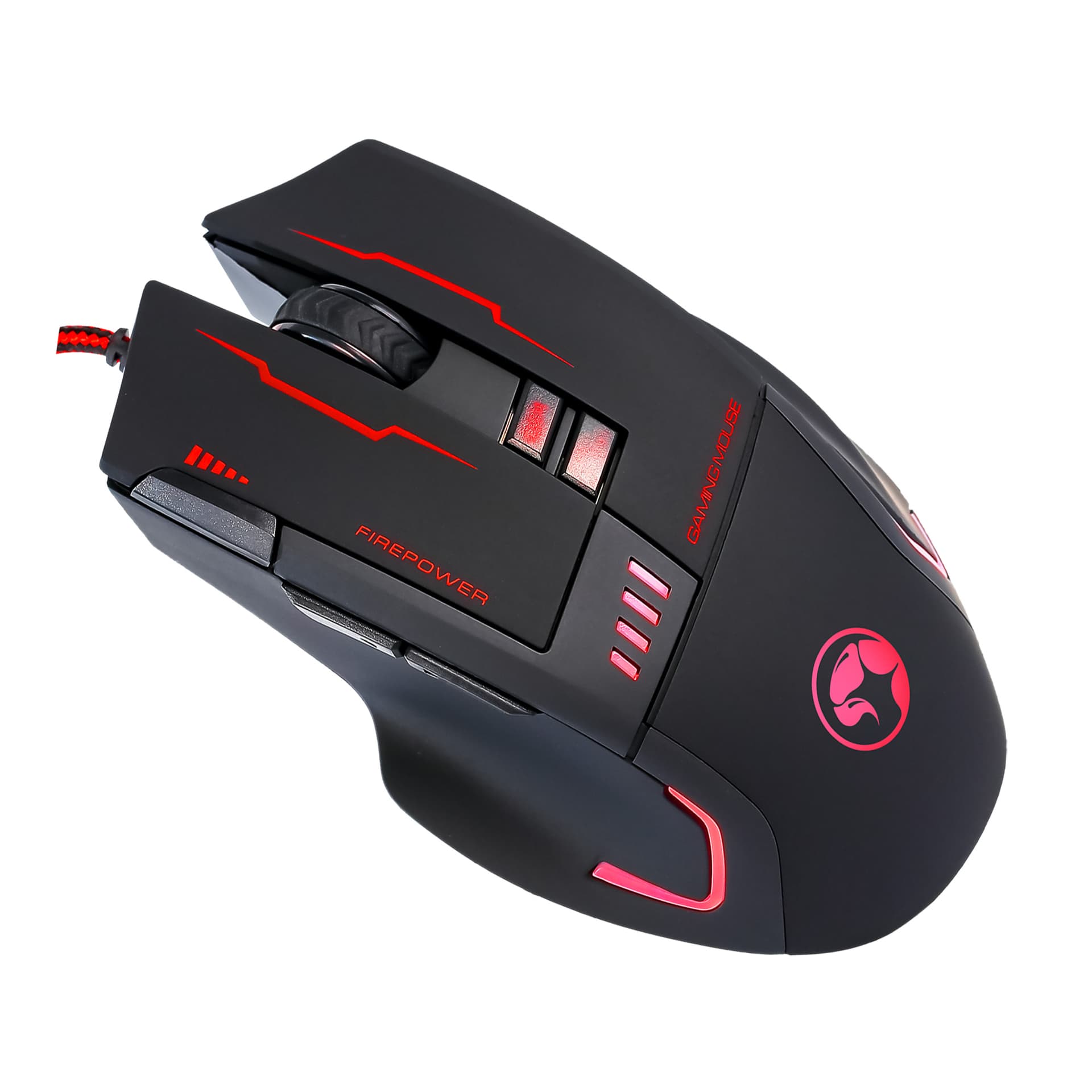 

Marvo Mysz G909L+G1, 7200DPI, optyczna, 8kl., przewodowa USB, czarno-czerwona, do gry, z podkładką