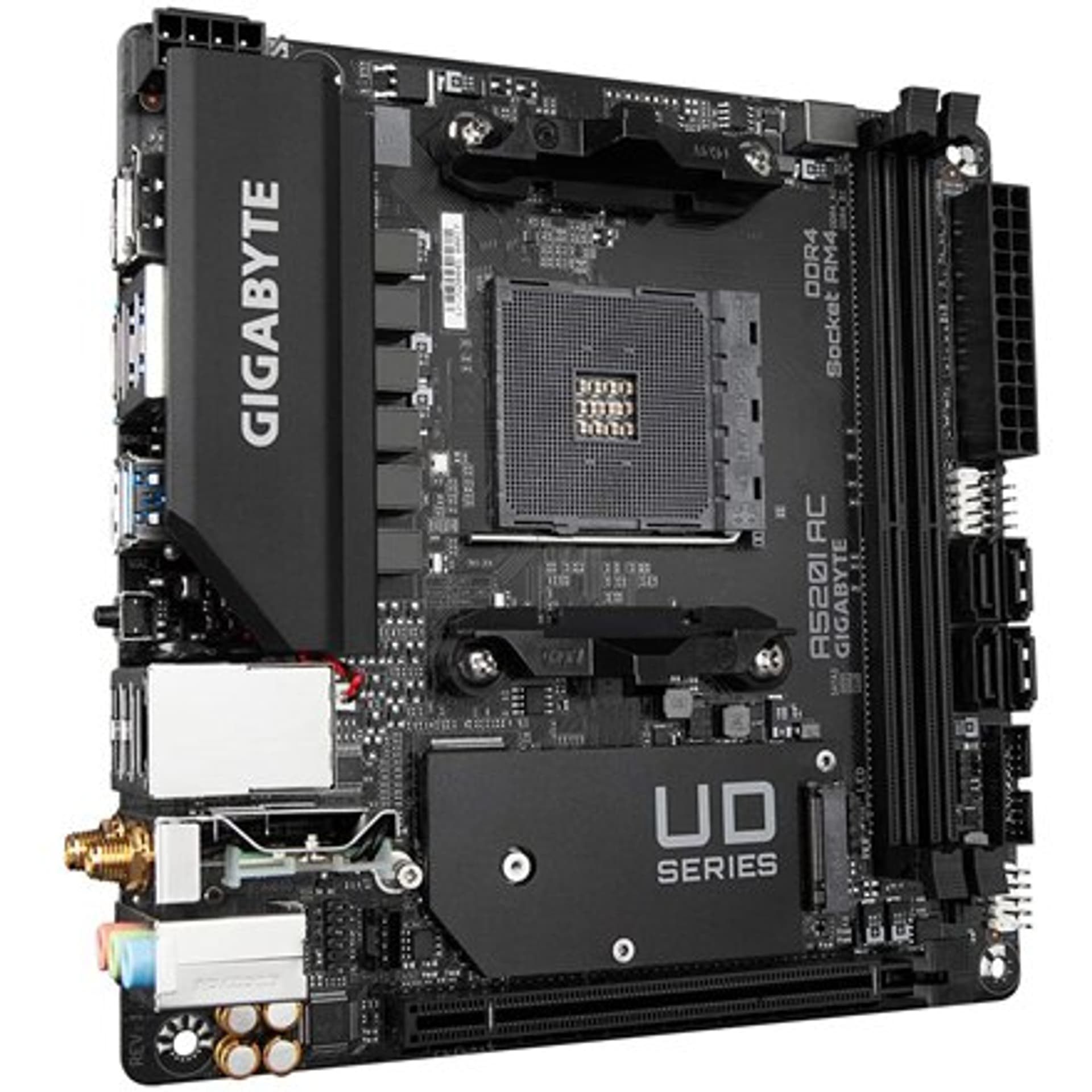 

Gigabyte A520I AC Rodzina procesorów AMD, Gniazdo procesora AM4, DDR4 DIMM, Gniazda pamięci 2, Liczba złączy SATA 4, Chipset AMD