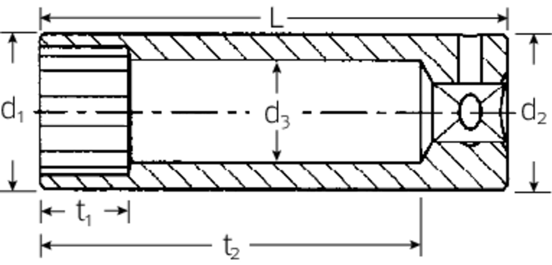 

Nasadka 1/4" rozmiar 3/16", 12-kątna, długa STAHLWILLE