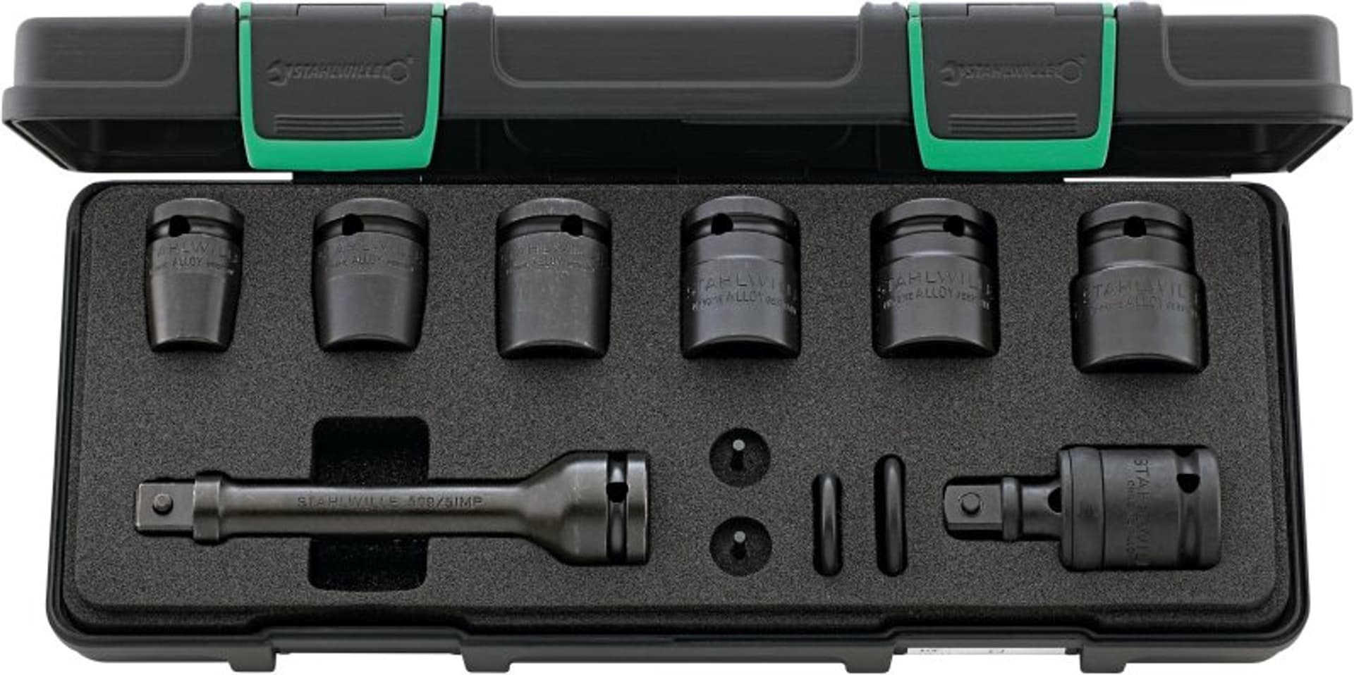 

Zestaw narzędzi 1/2" udarowych, nasadki krótkie 13-24mm, 8-częściowy, w walizce ABS STAHLWILLE