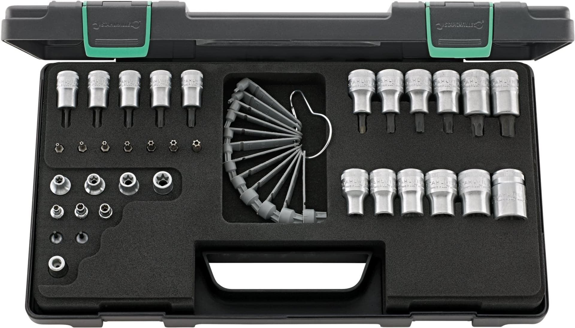 

Zestaw narzędzi TORX 1/4",3/8" i 1/2" 35-elementy w walizce ABS STAHLWILLE