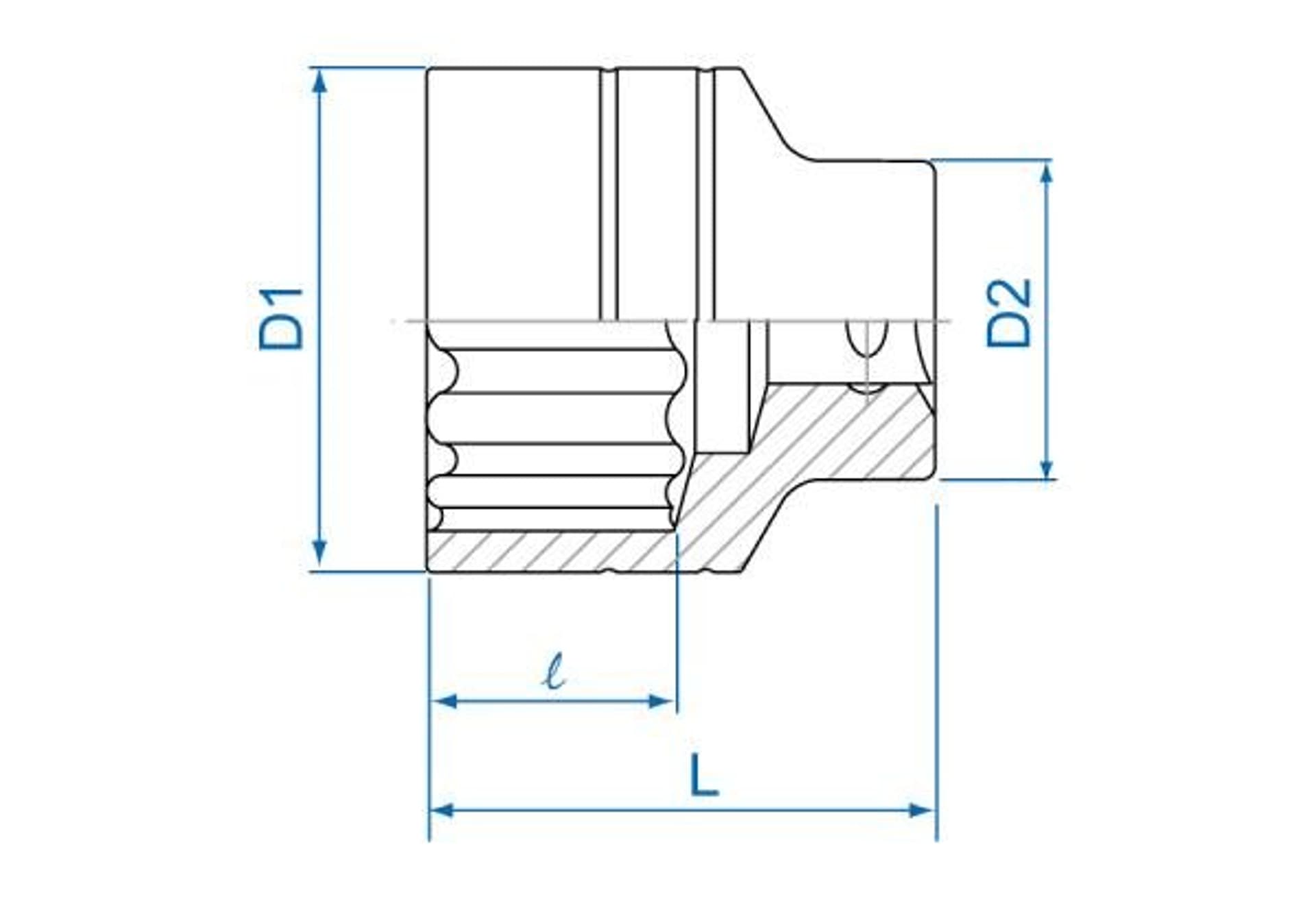 

NASADKA KRÓTKA 3/4" CALOWA 1-1/16" x 52mm 12-kąt. Cr-V King Tony