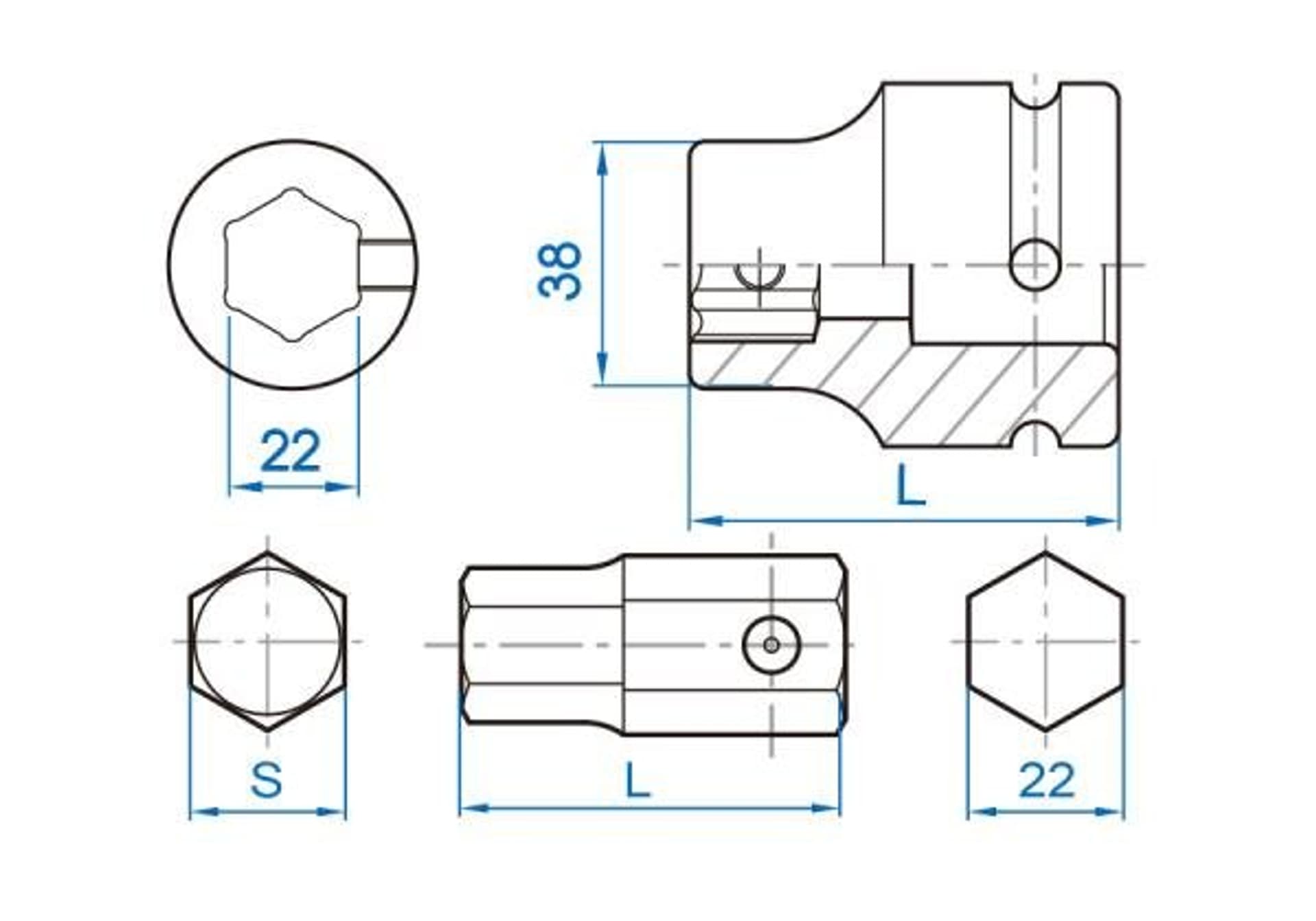 

BIT UDAROWY DO UCHWYTU 22mm HEX 30mm King Tony