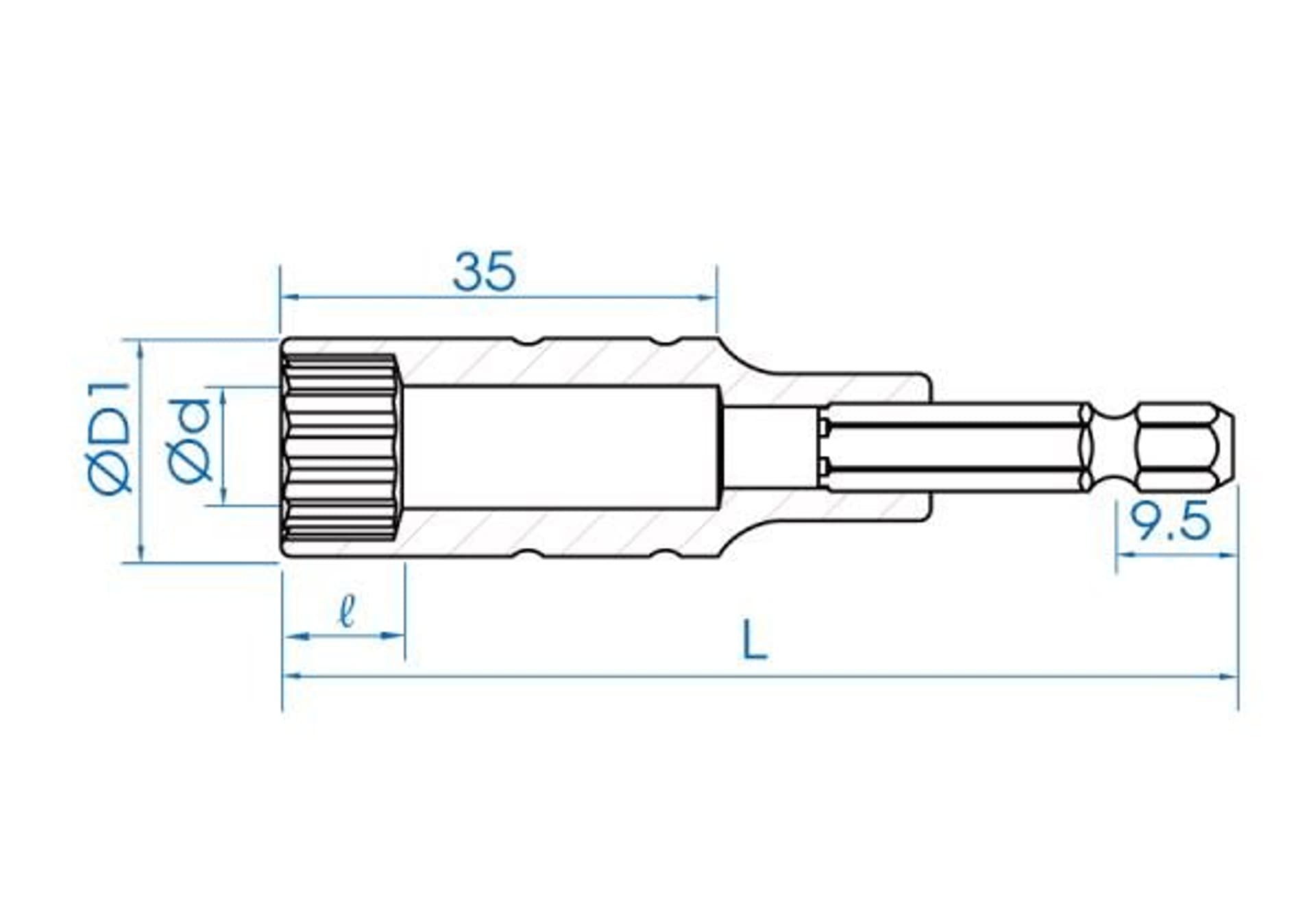 

NASADKA DŁUGA 12-KĄTNA DO WKRĘTAREK 1/4" 14mm x 80mm King Tony