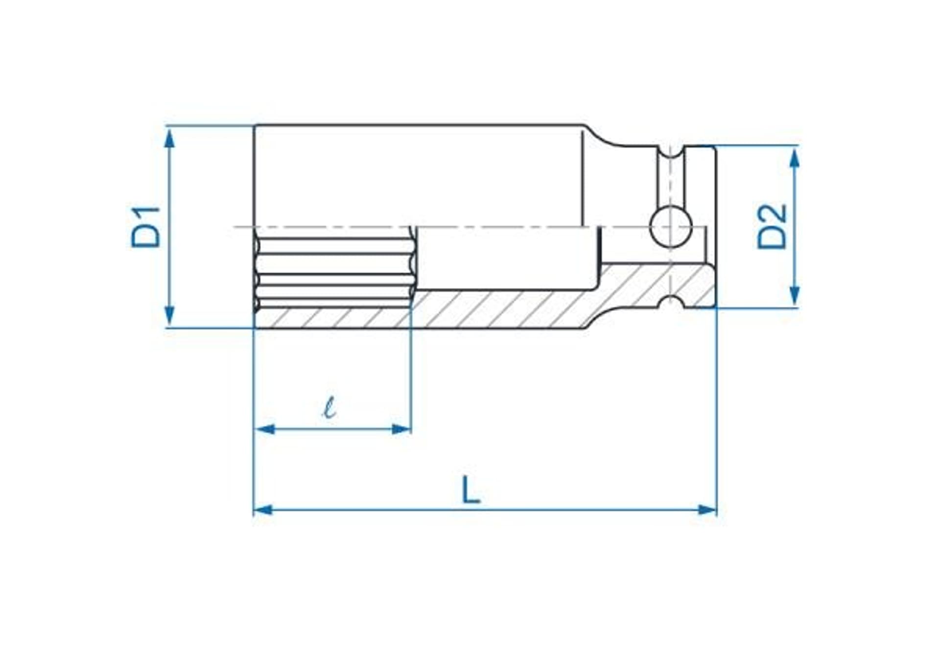 

NASADKA DŁUGA UDAROWA 1/2" 12mm x 80mm, 12-kąt King Tony